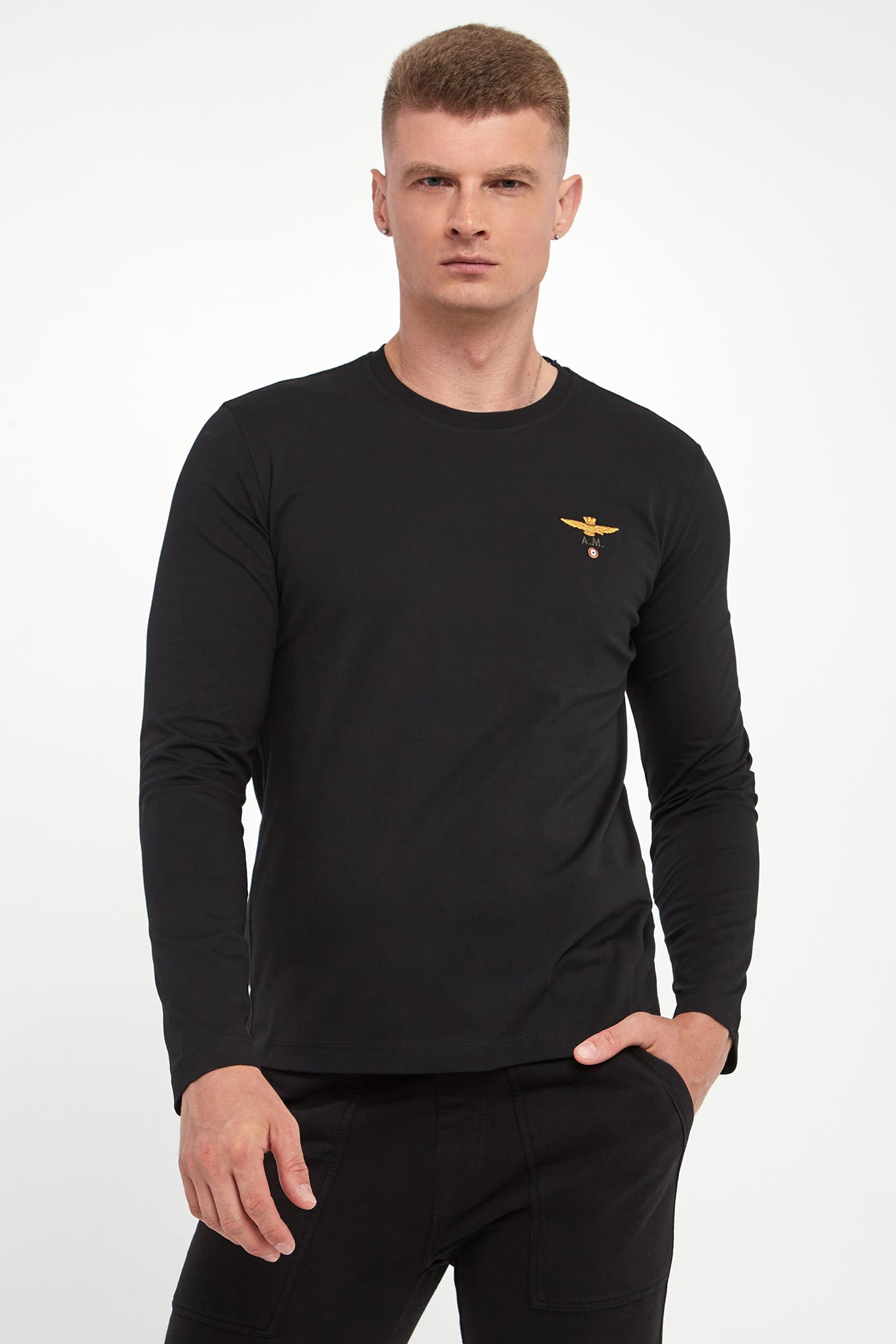 Longsleeve męski z logo AERONAUTICA MILITARE