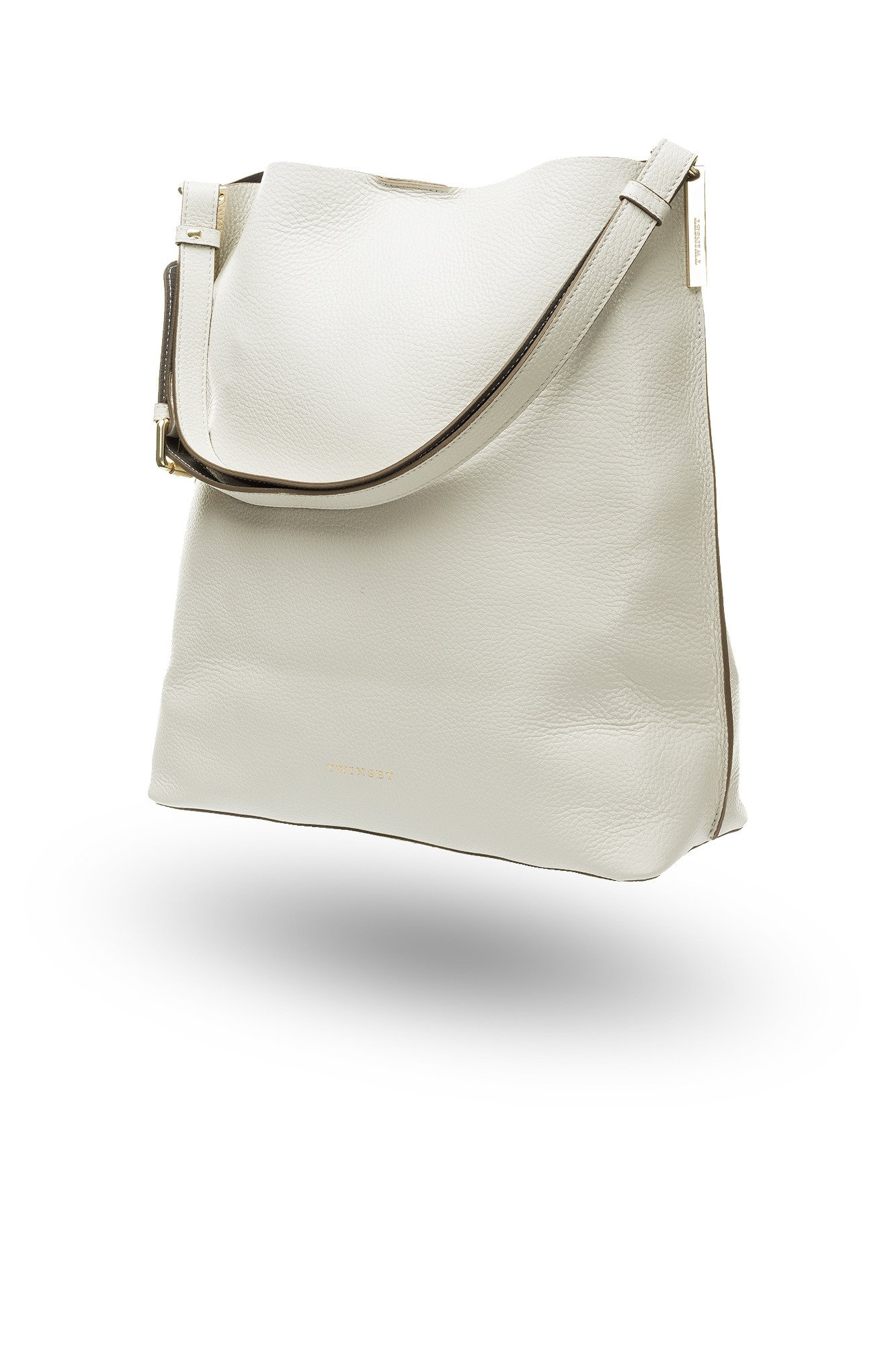 Kremowa shopperka skórzana TWINSET