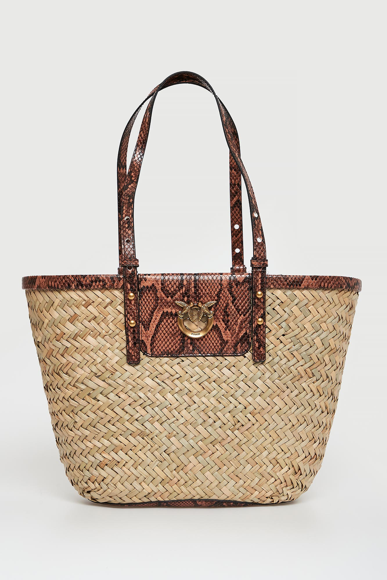 Torebka damska z rafii Love Summer Basket Rafia PINKO
