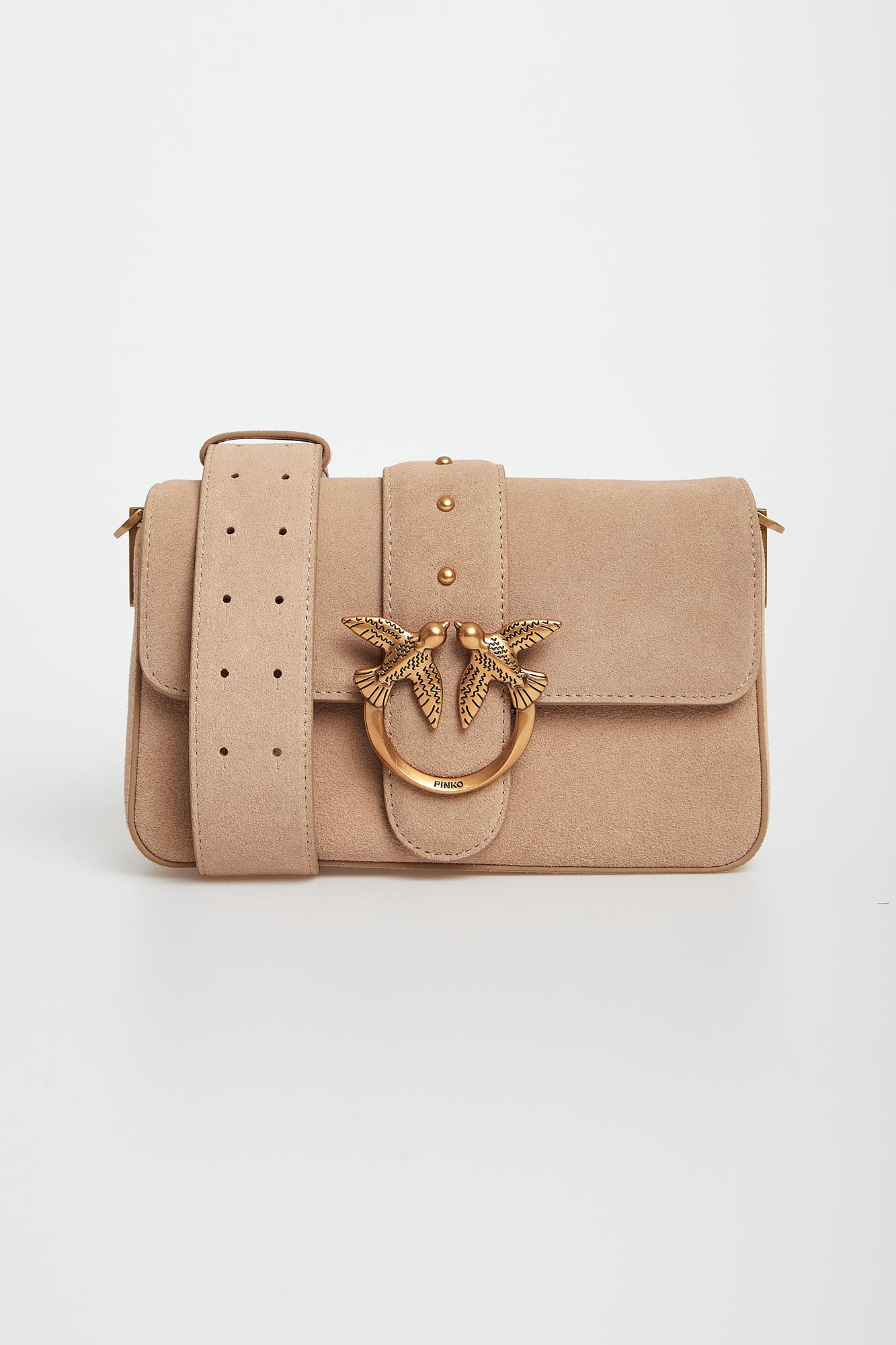 Torebka damska zamszowa skóra Mini Slouchy Fl Suede PINKO