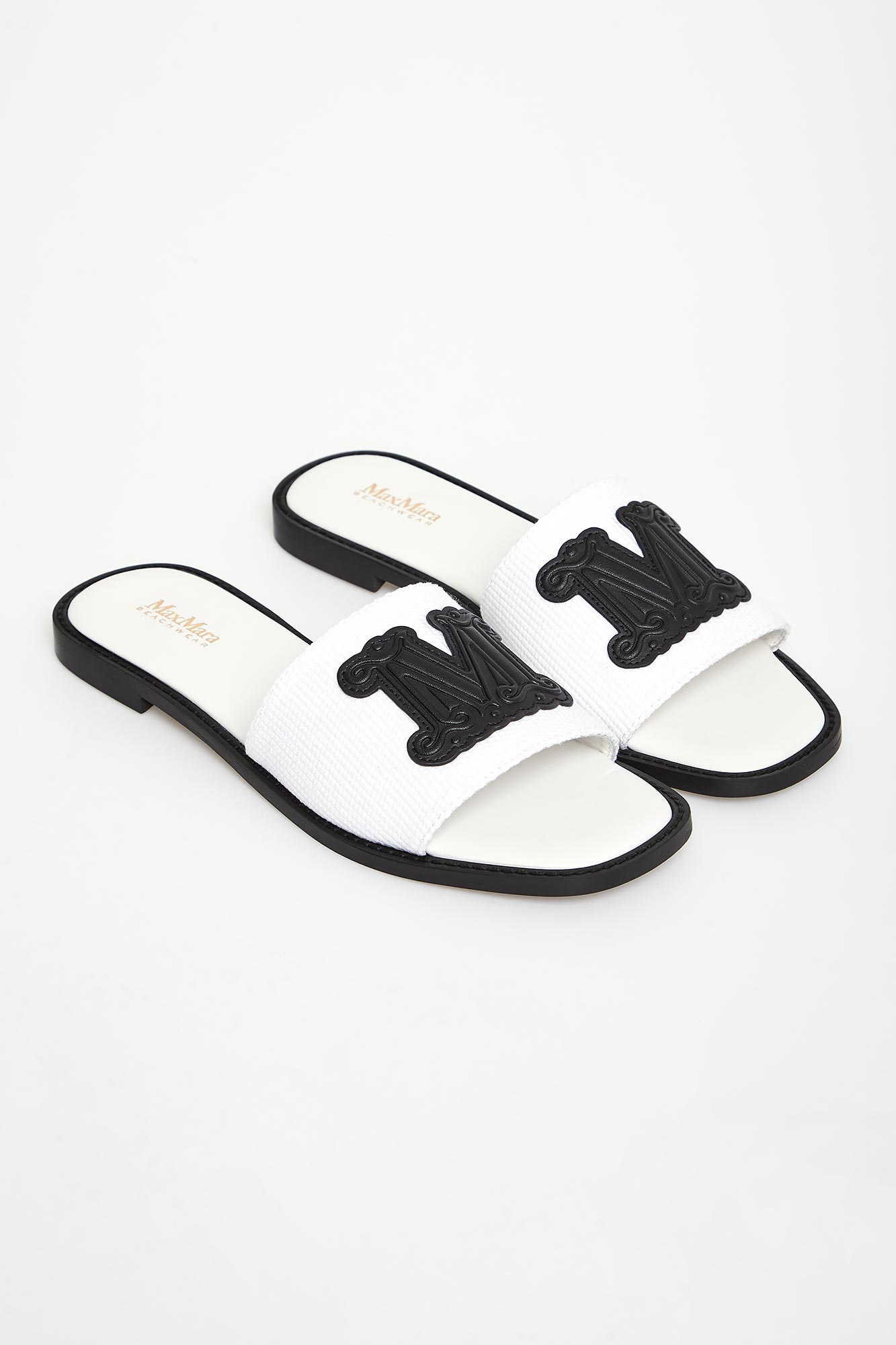 Klapki damskie skórzane Gene MAX MARA BEACHWEAR