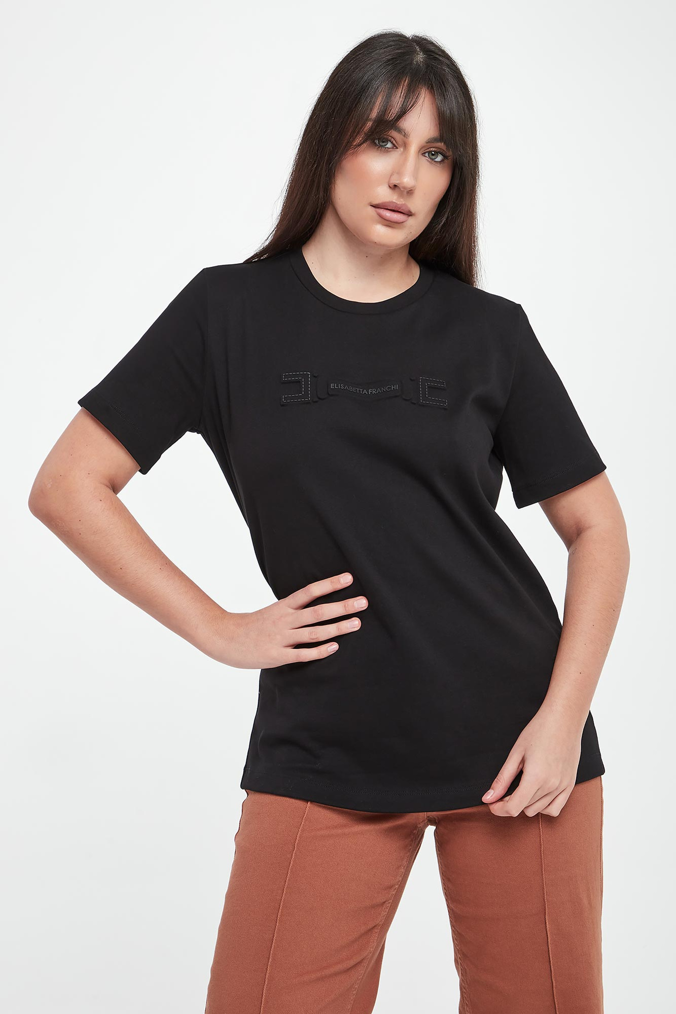 T-shirt damski z logo ELISABETTA FRANCHI