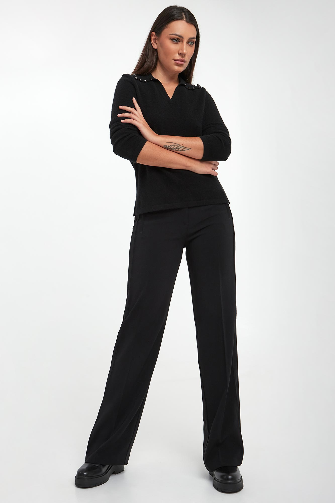 Spodnie damskie z krepy Rufa PINKO