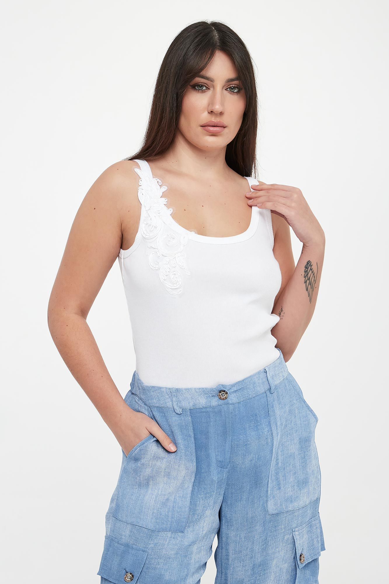 Top damski z haftem ERMANNO FIRENZE