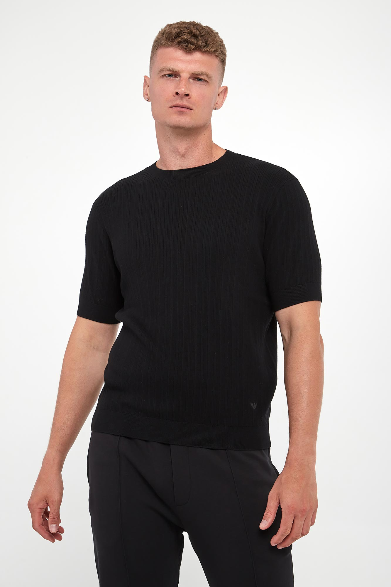 T-shirt męski dzianinowy z kaszmirem EMPORIO ARMANI