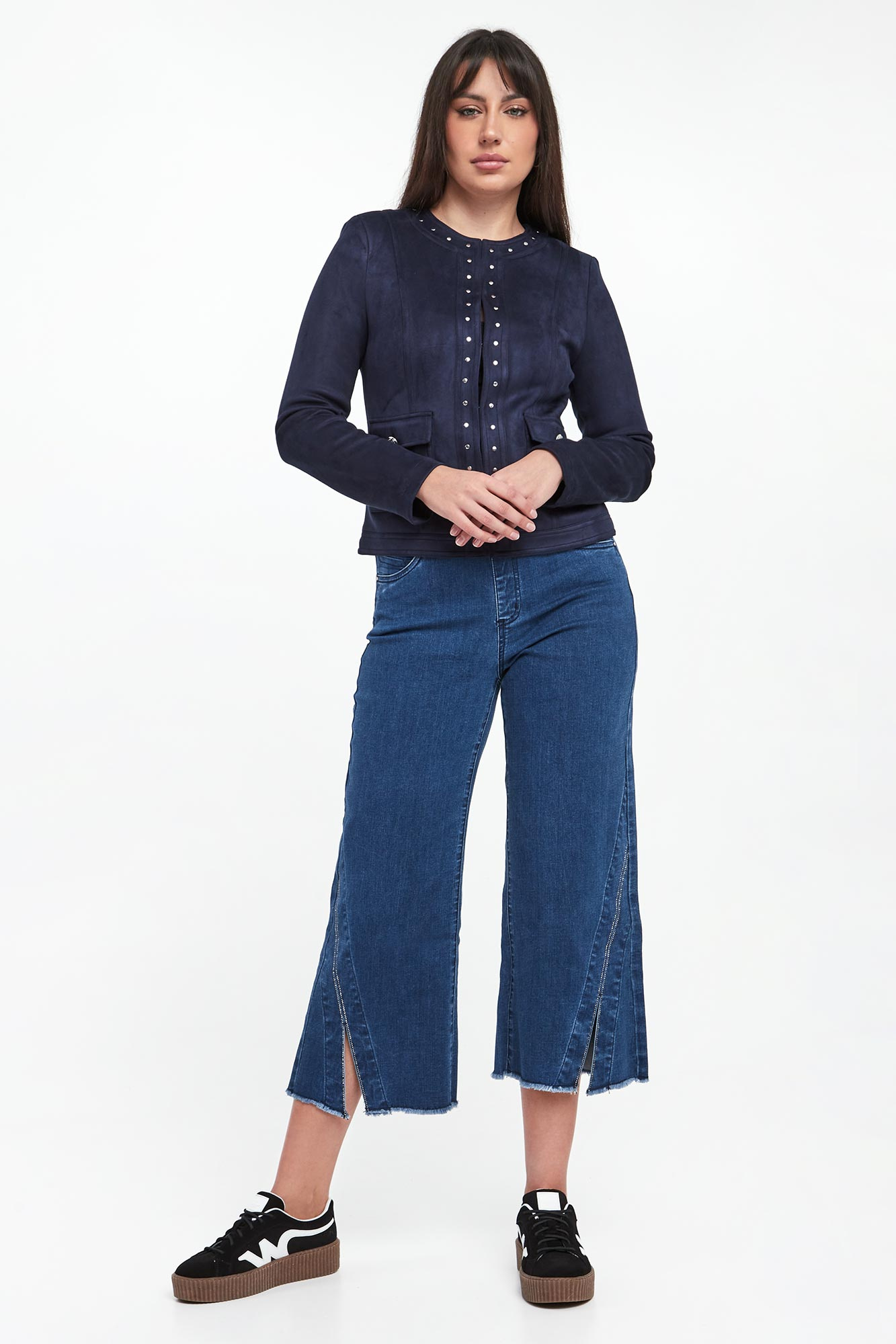 Jeansy damskie z kryształkami JOSEPH RIBKOFF