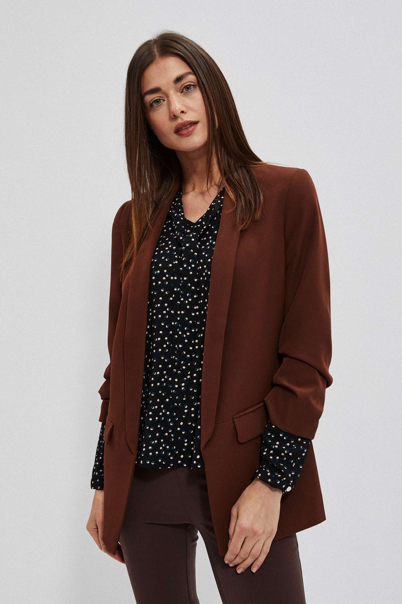 Marynarka z rękawem 3/4 kasztanowa