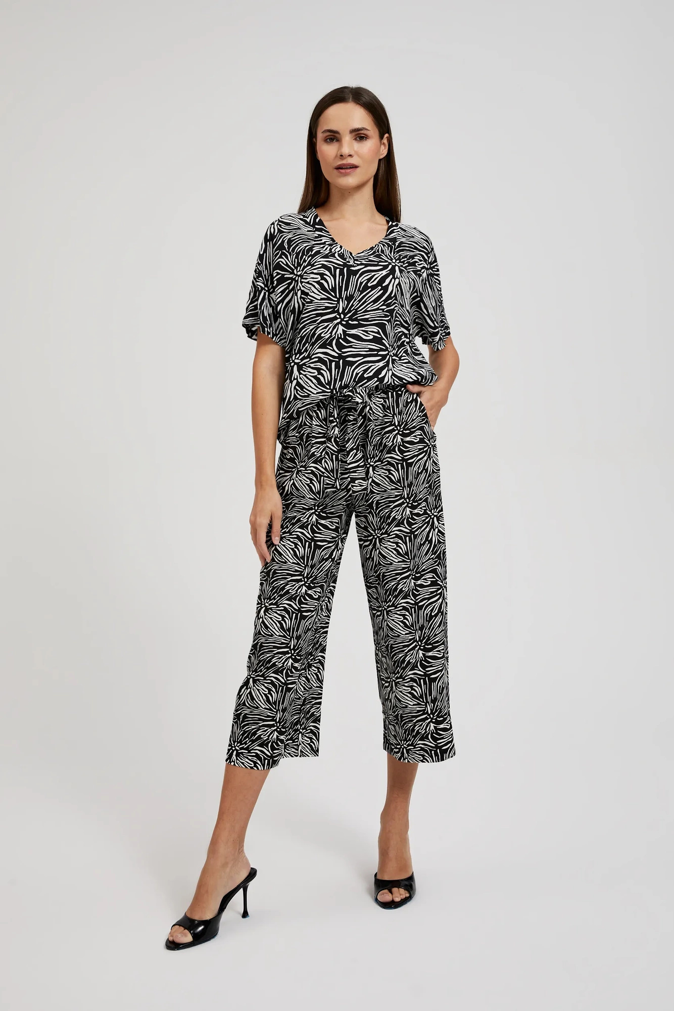 Spodnie kuloty z wzorem czarne