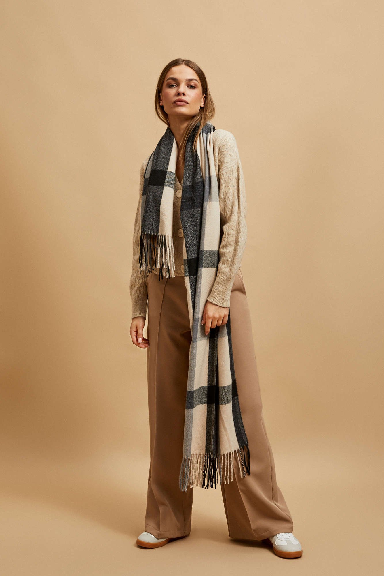 Szalik w kratę niebieski