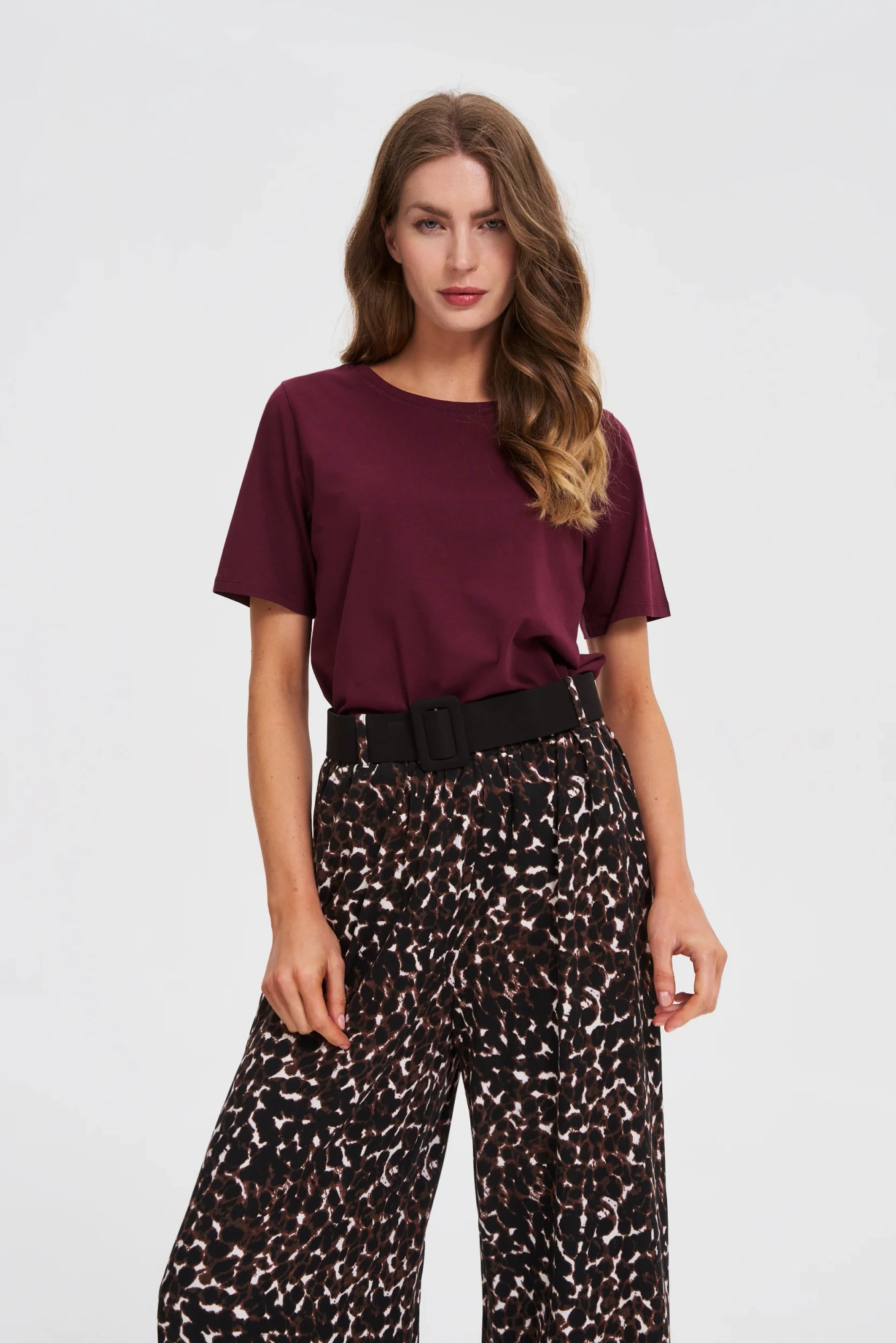 Gładki t-shirt burgunowy