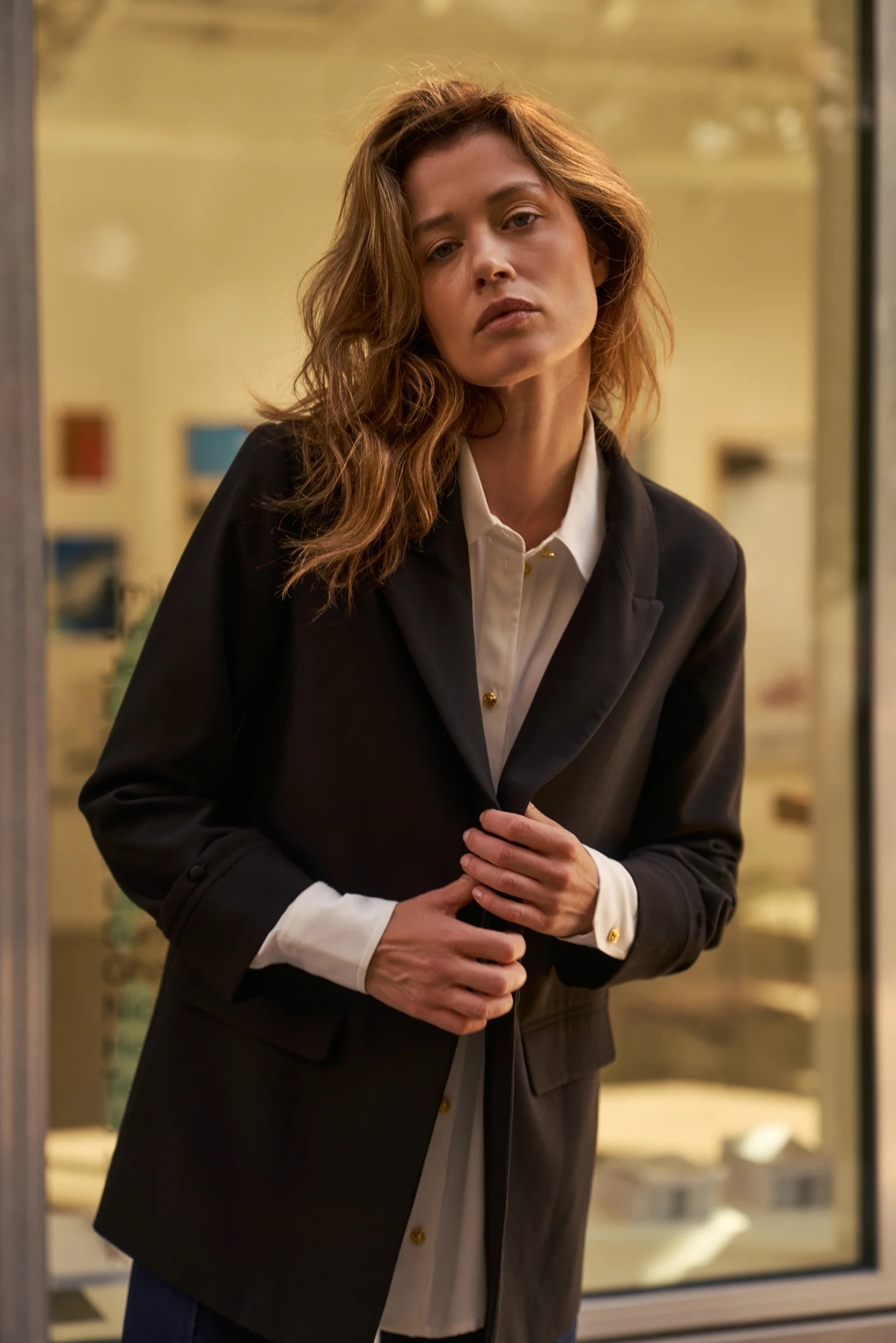 Gładka marynarka czarna