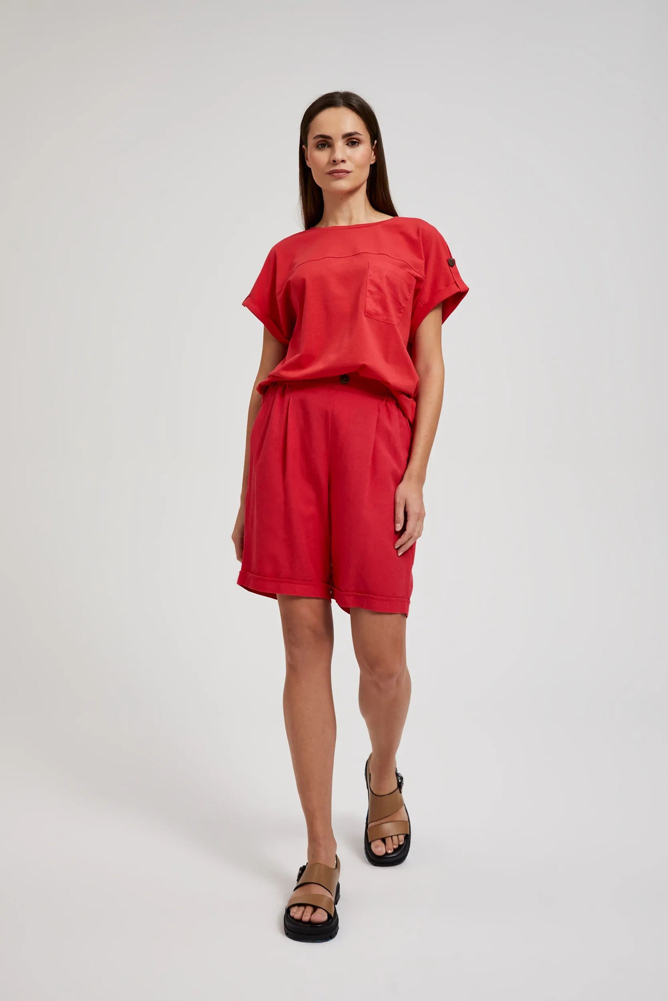 Wiskozowe szorty czerwone