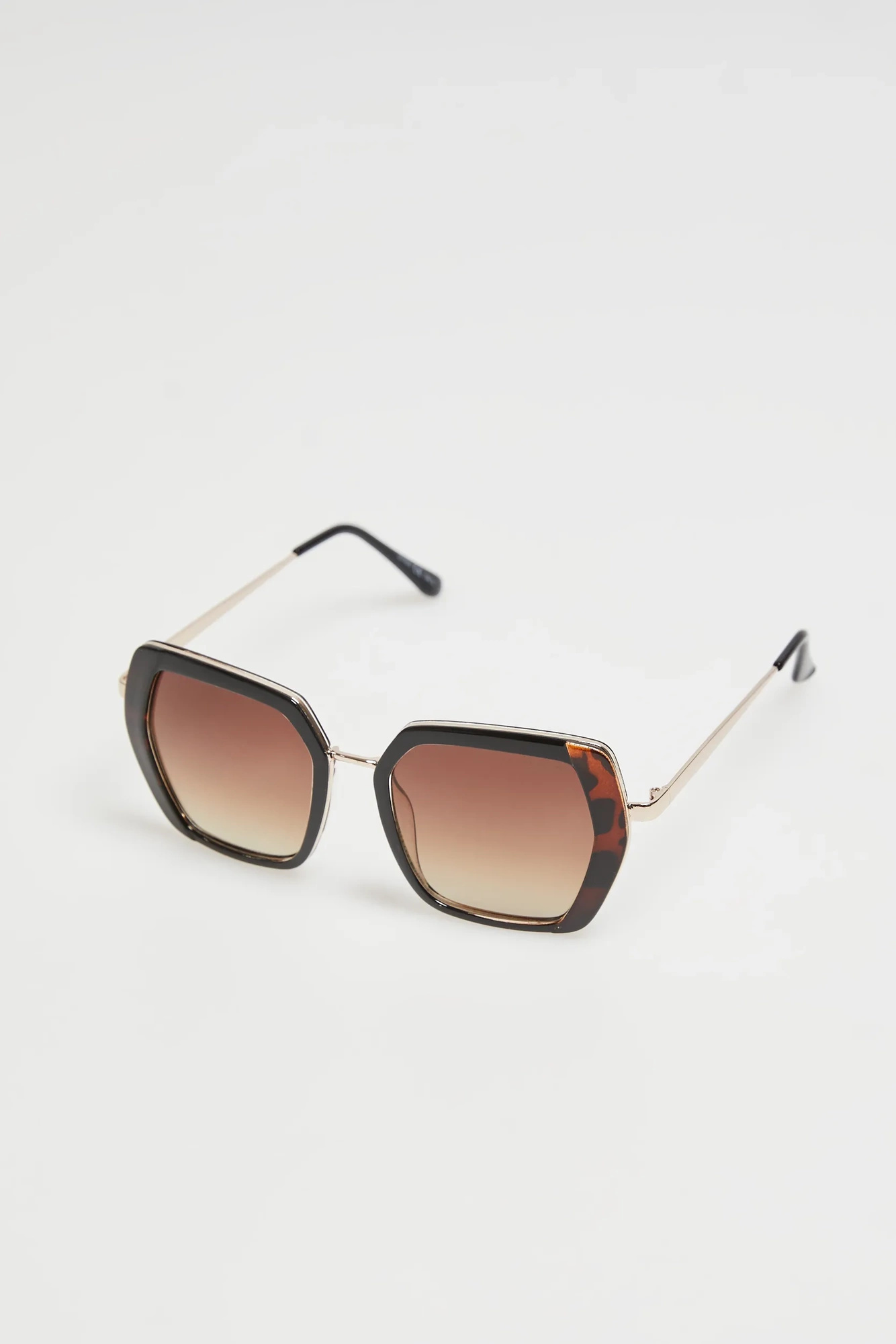 Duże geometryczne okulary brązowe