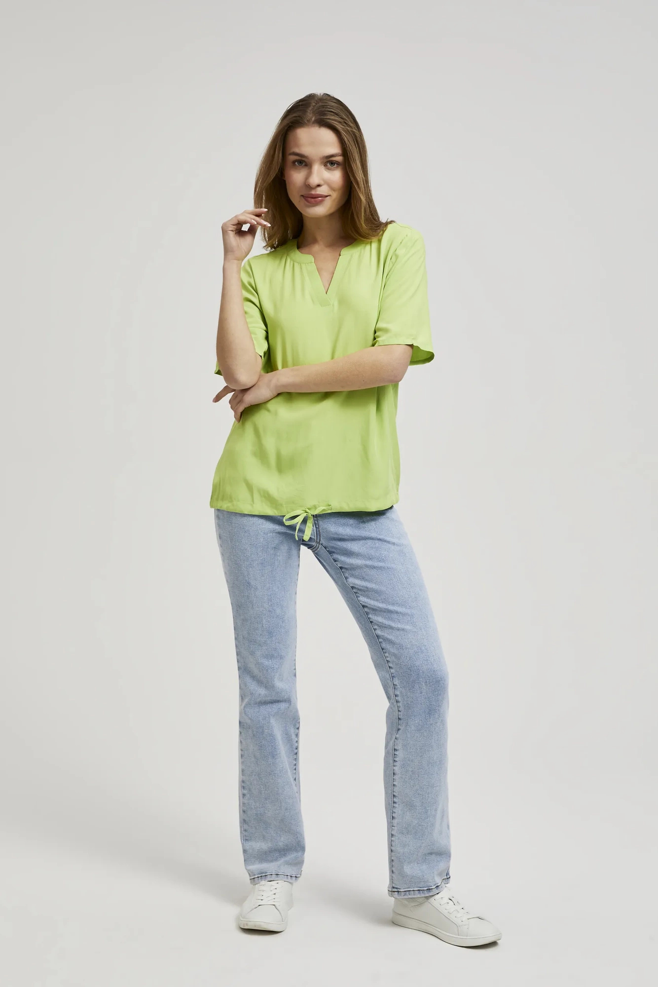 Koszula z wiązaniem zielona