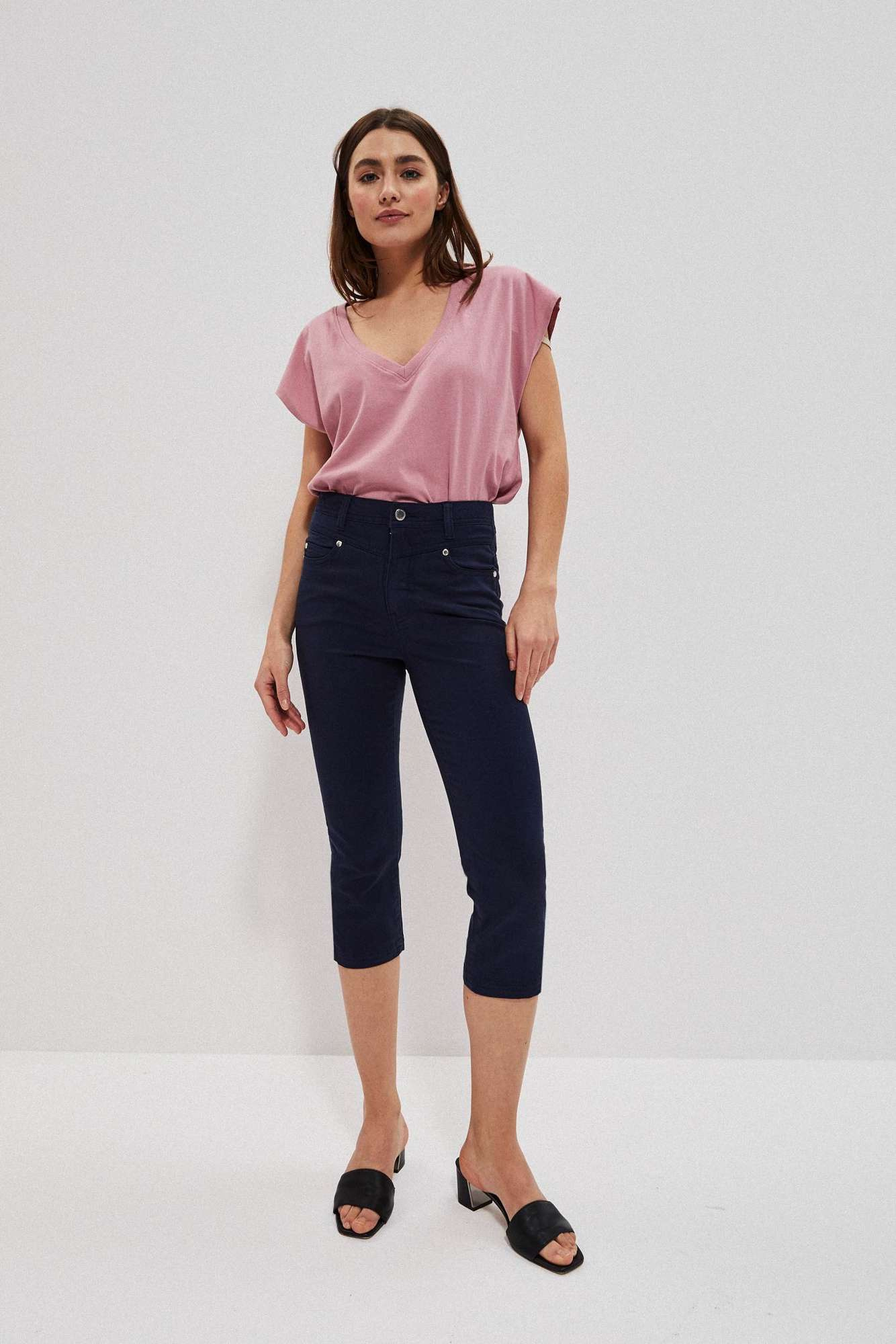 Spodnie rybaczki lyocell granatowe