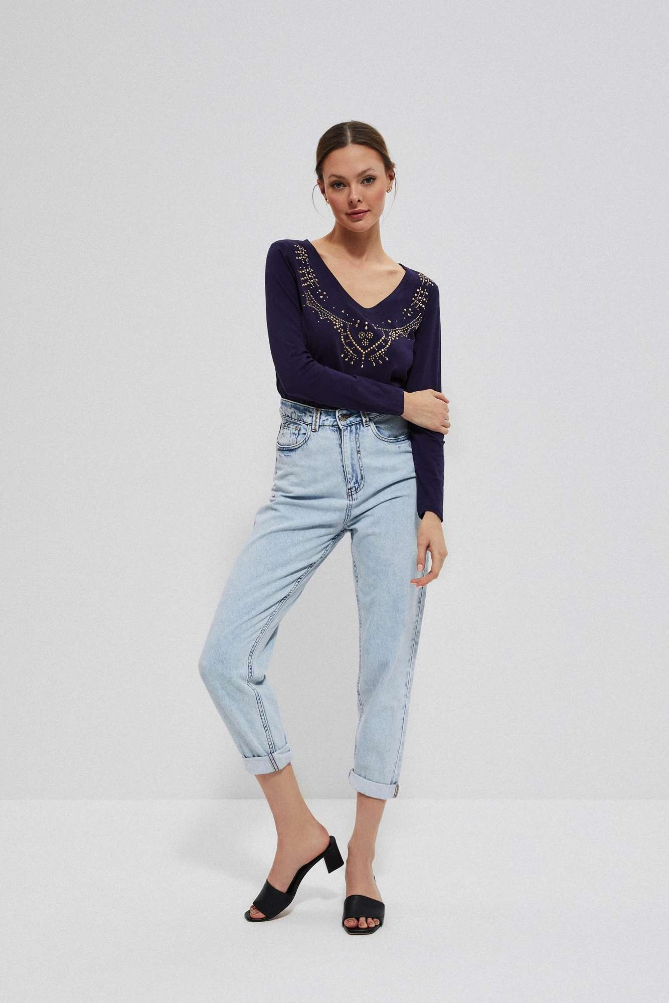 Bawełniana bluzka z dżetami