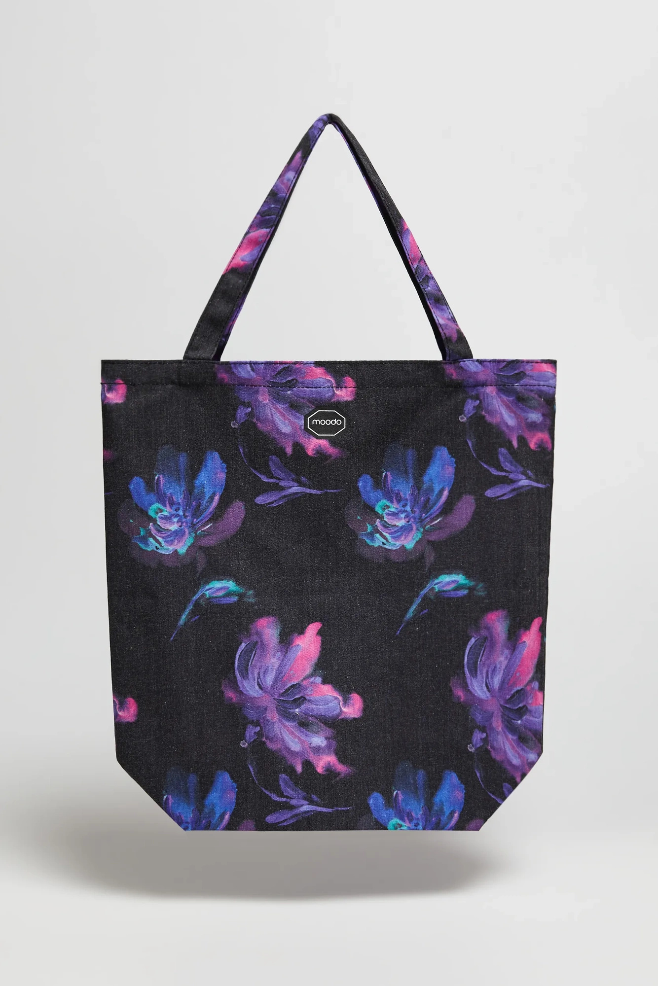 Bawełniana torba w kwiaty czarna