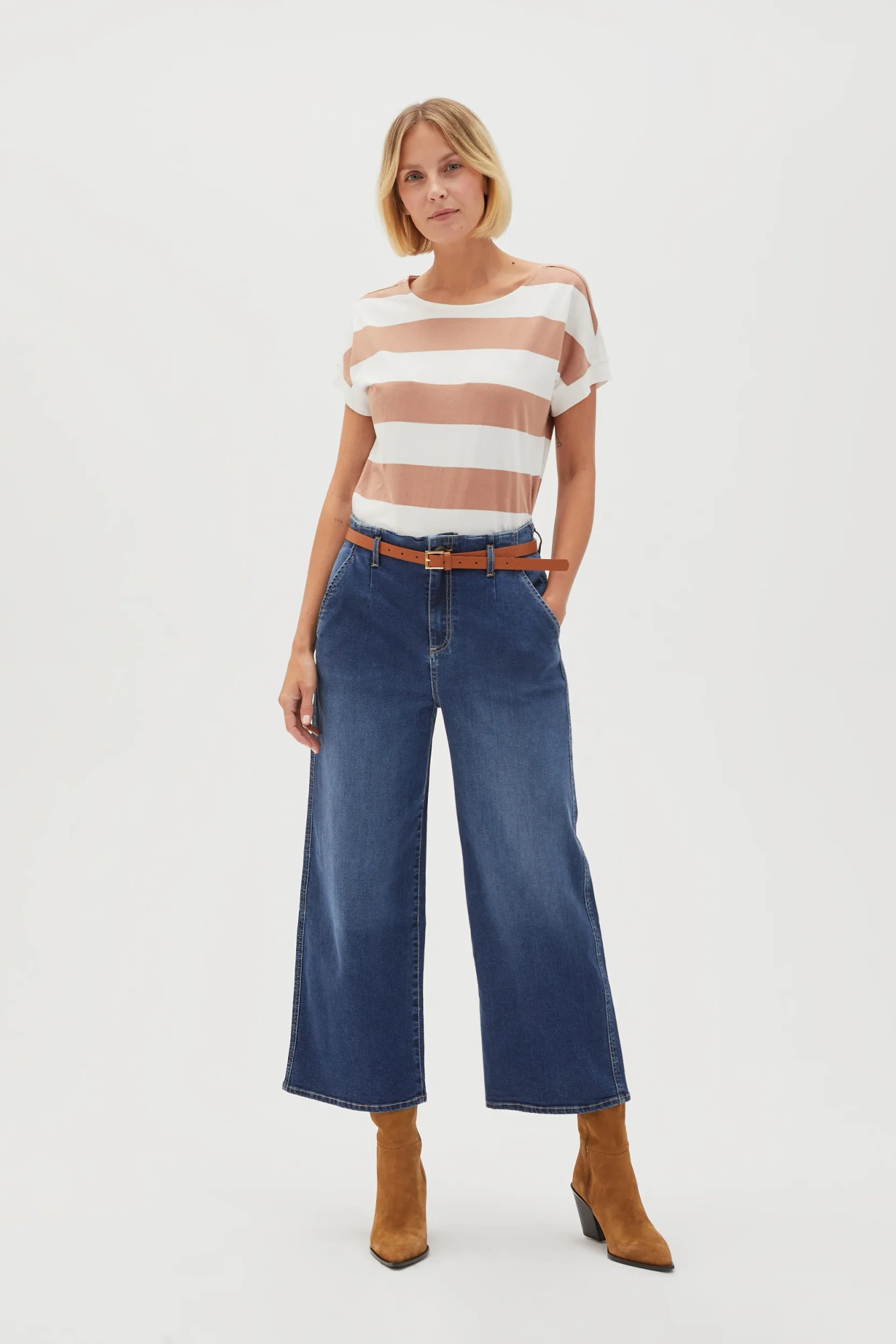 Jeansy z nogawkami o długości 3/4 niebieskie