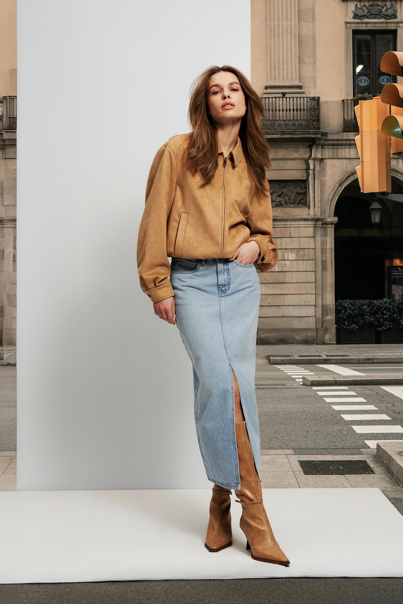 Spódnica jeansowa midi błękitna