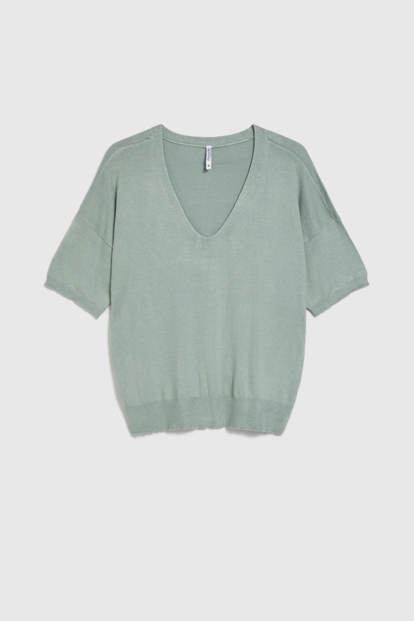 Sweter z krótkimi rękawami oliwkowy