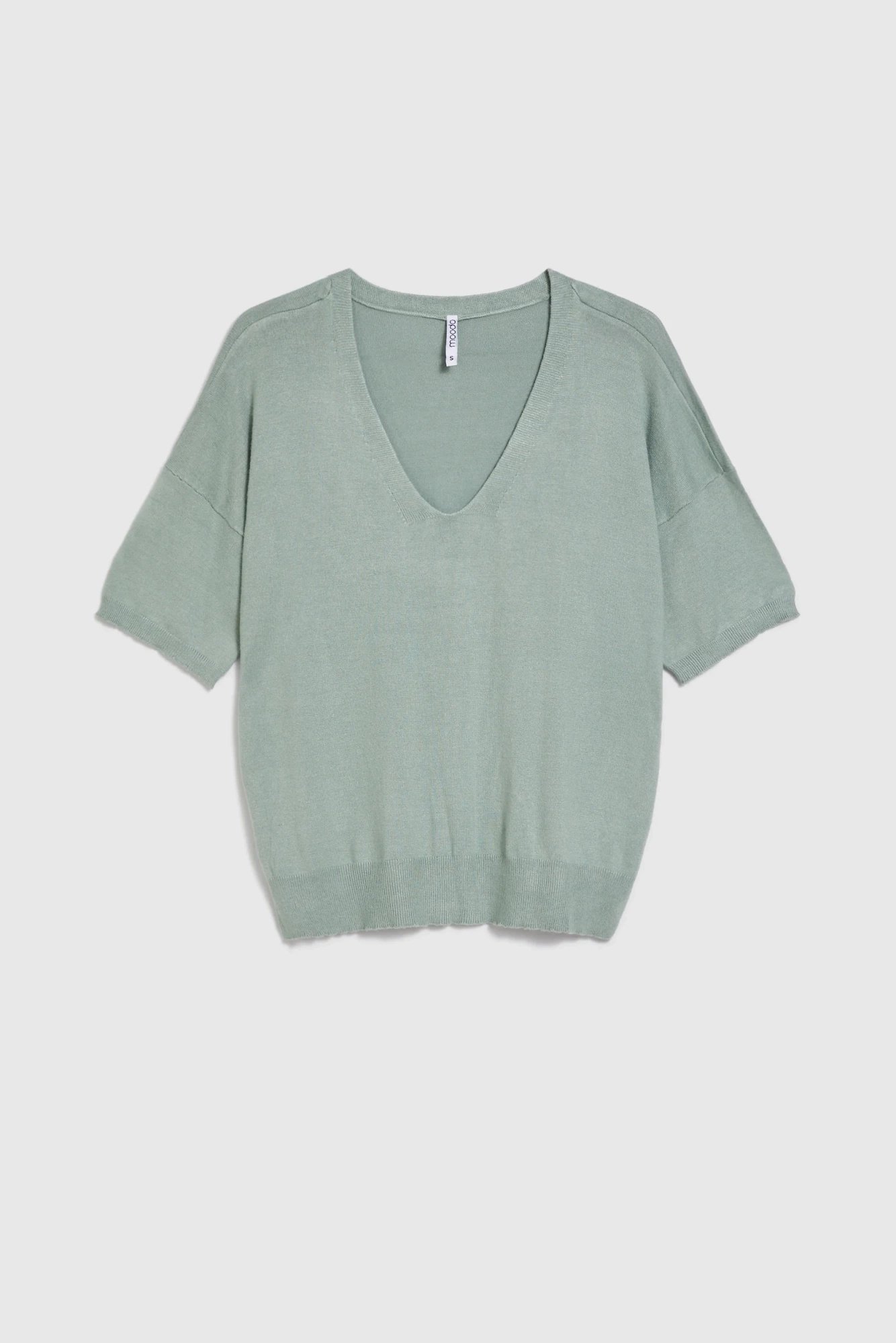 Sweter z krótkimi rękawami oliwkowy