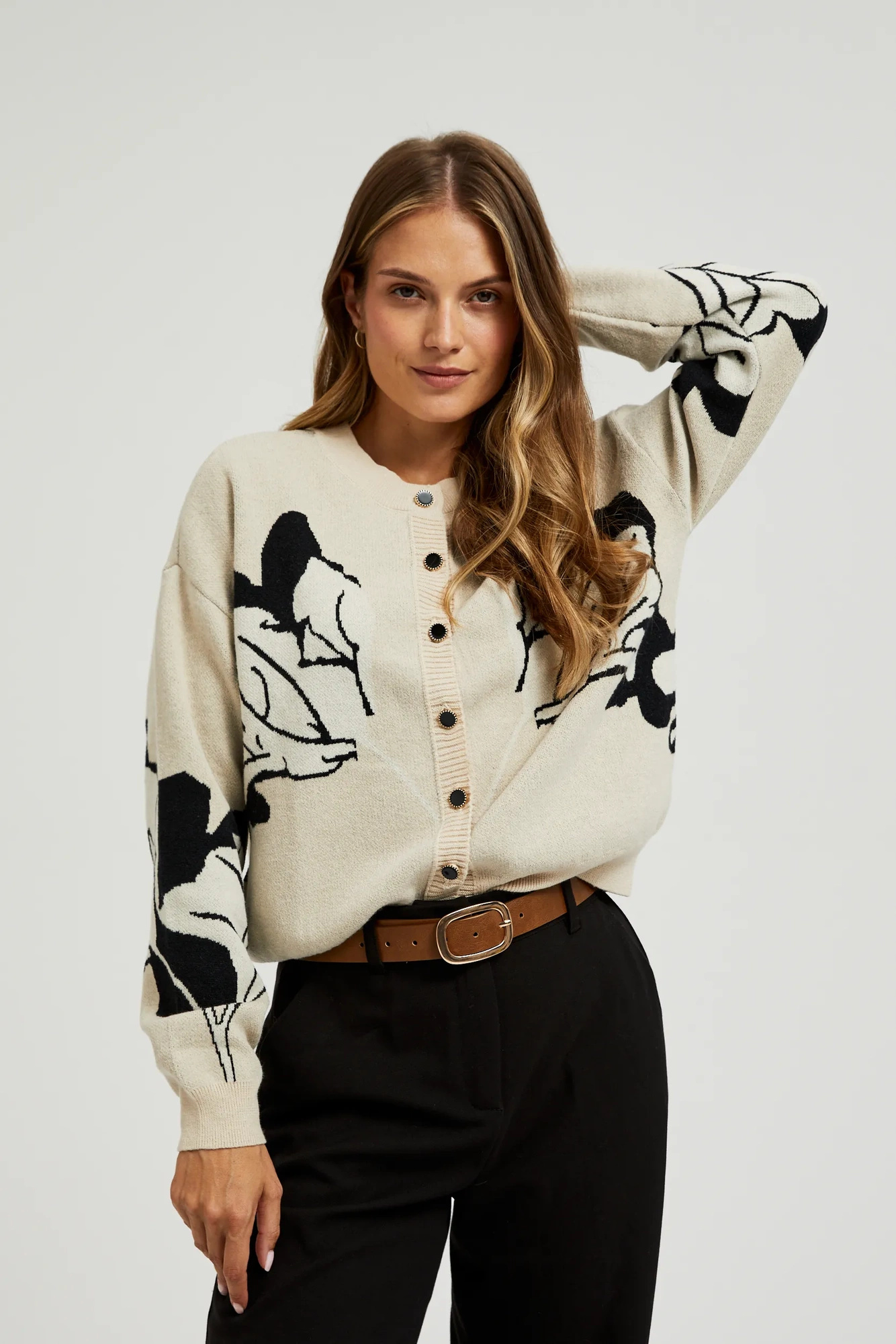 Gładki pasek z klamrą w kolorze złotym brązowy