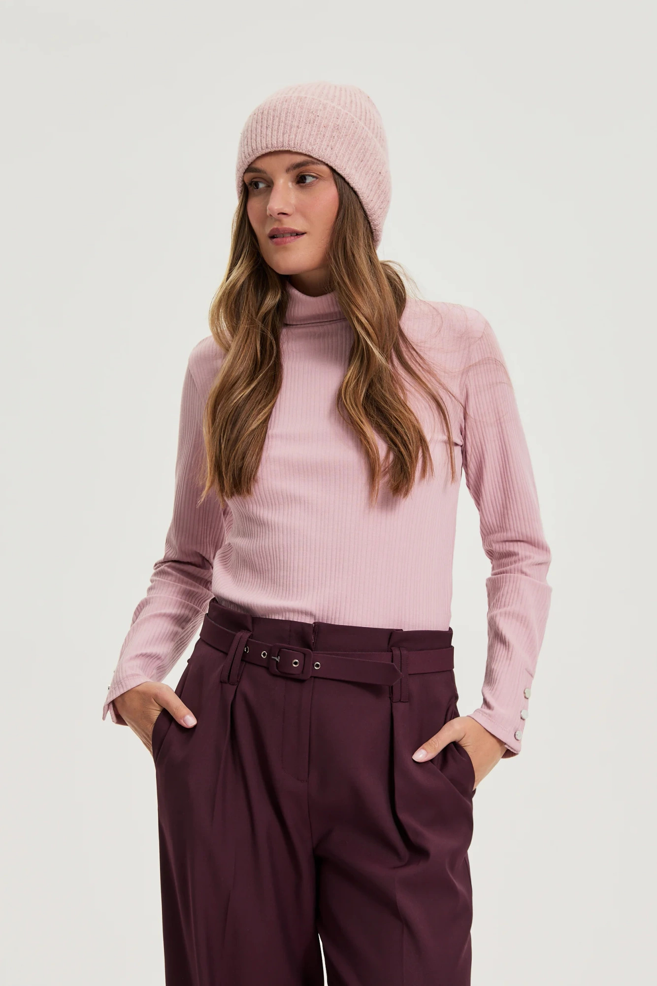 Dzianinowa czapka różowa