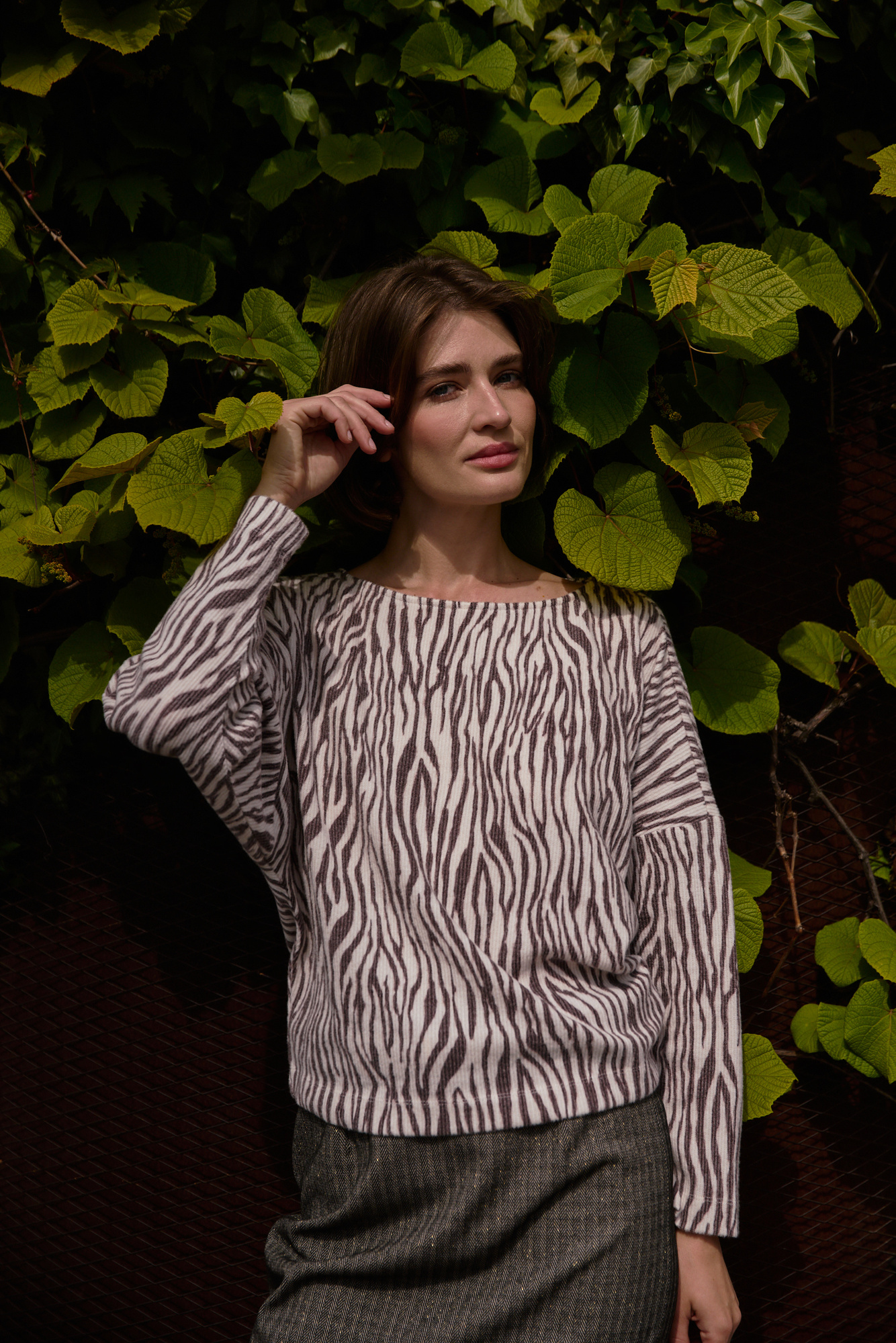 Bluza w zwierzęcy wzór beżowa