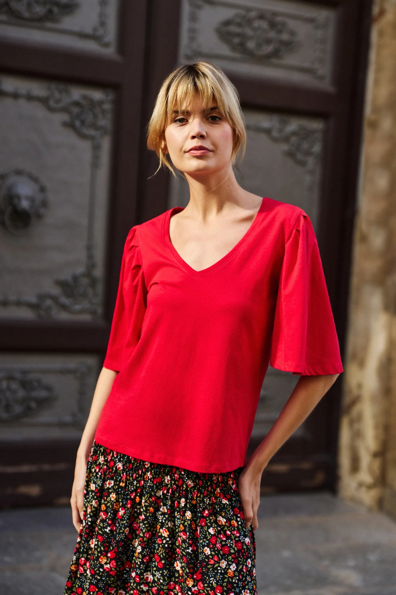 Bluzka z bawełny czerwona