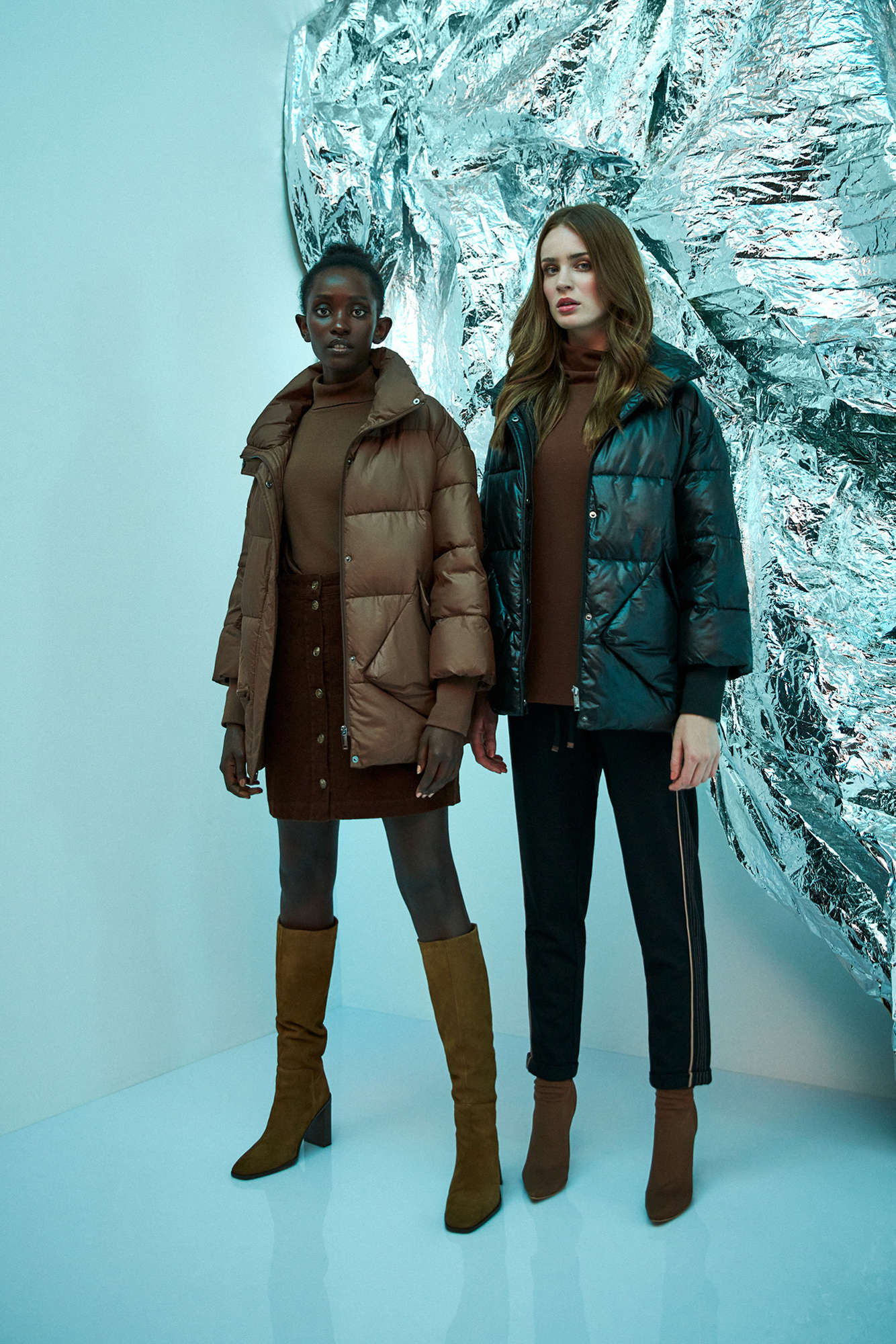 Pikowana kurtka z kołnierzem kasztanowa