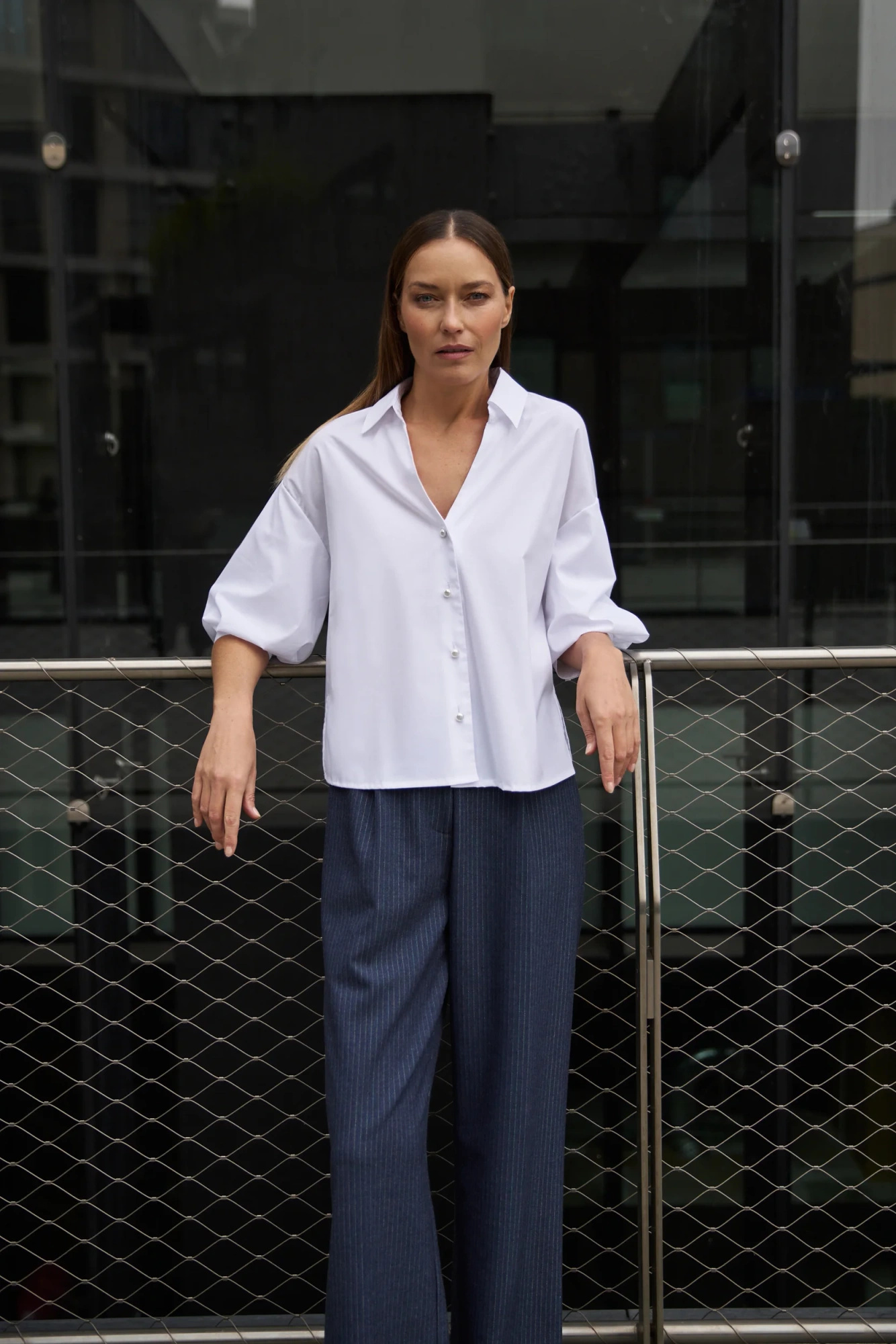 Koszula z krótkimi rękawami biała