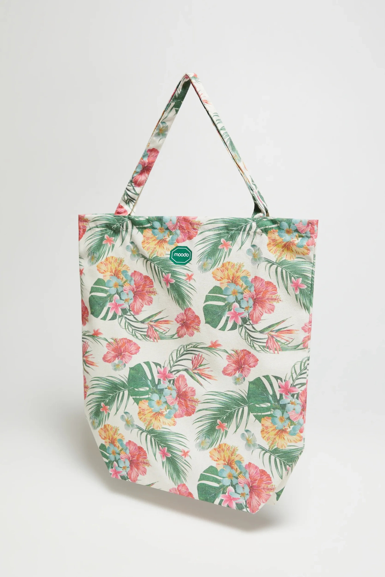 Bawełniana torba w tropikalny wzór różowa