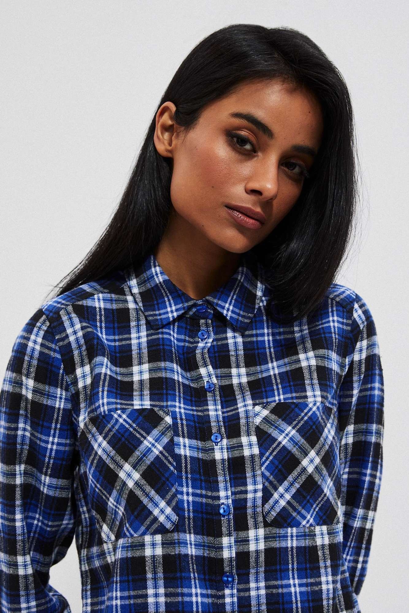 Koszula w kratę niebieska