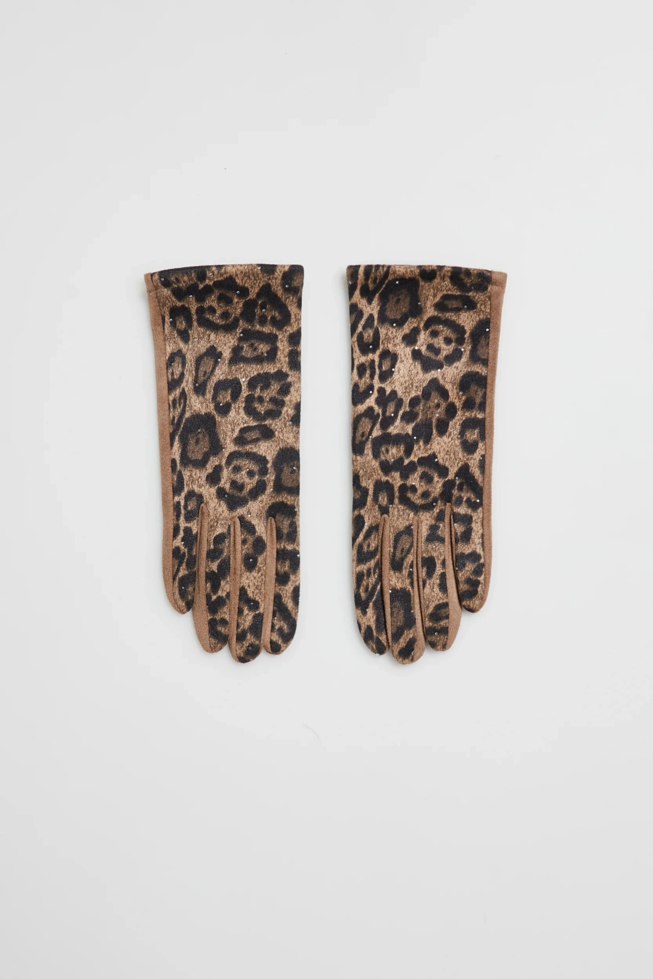 Rękawiczki w panterkę beżowe