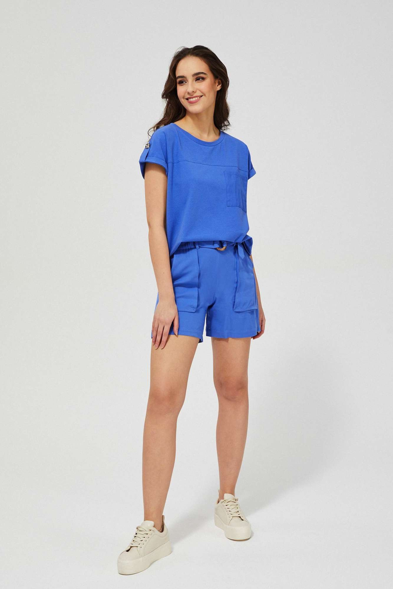 Szorty z wiskozy błękitne