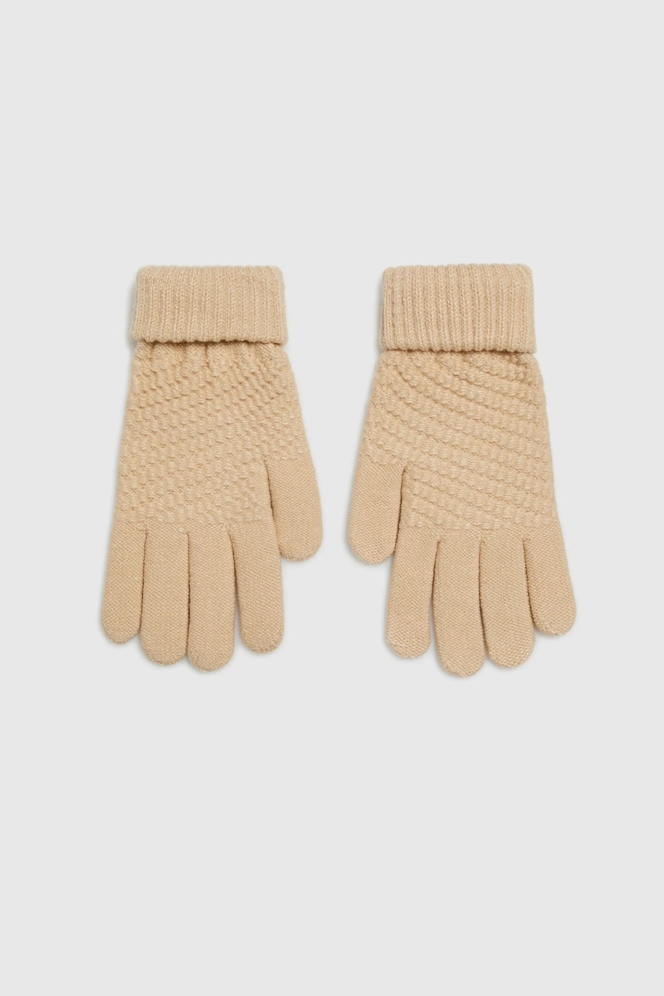 Dzianinowe rękawiczki beżowe