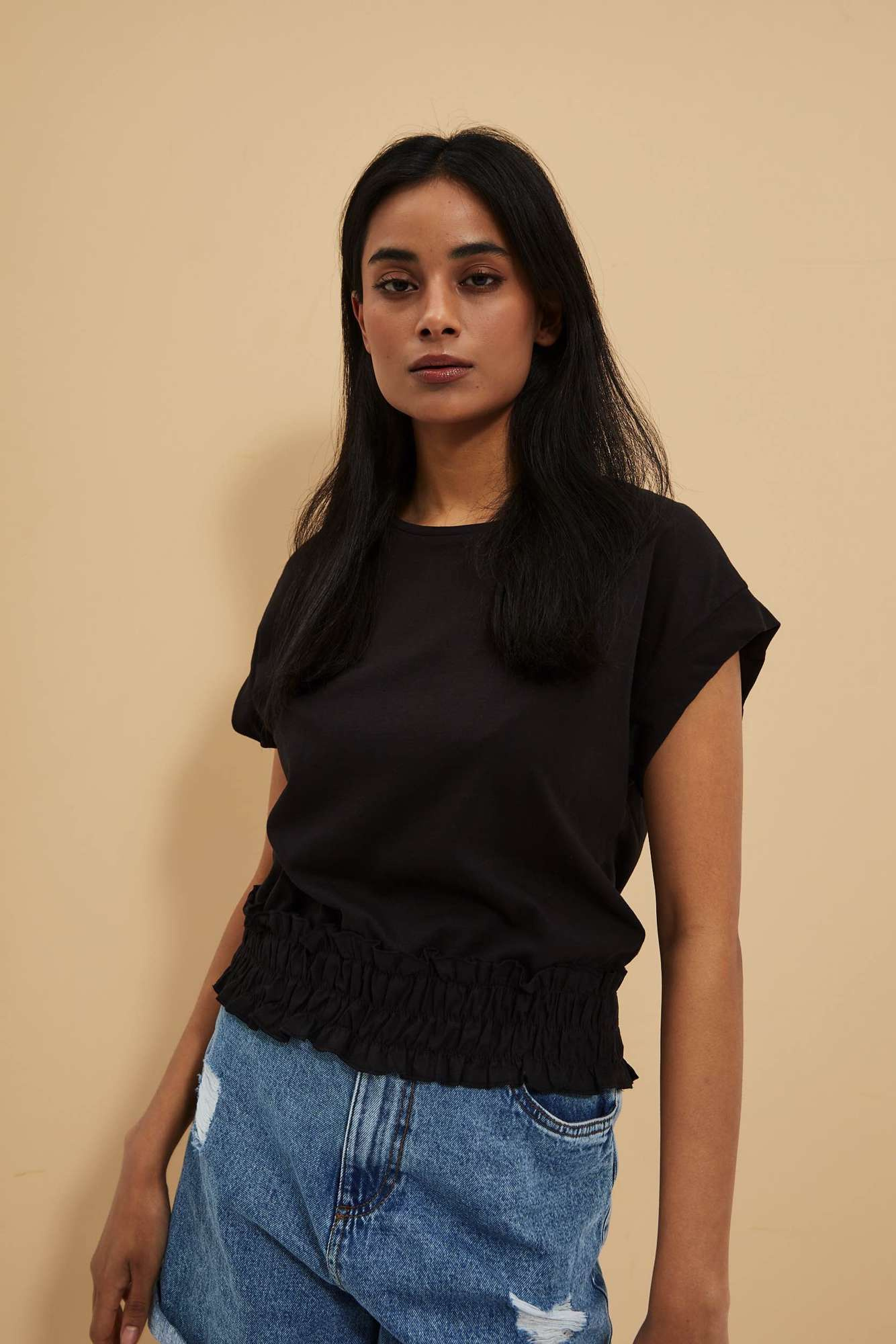 Gładka bluzka czarna