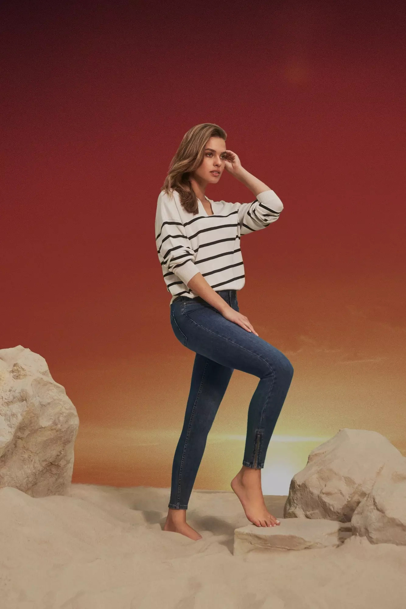 Jeansy rurki granatowe