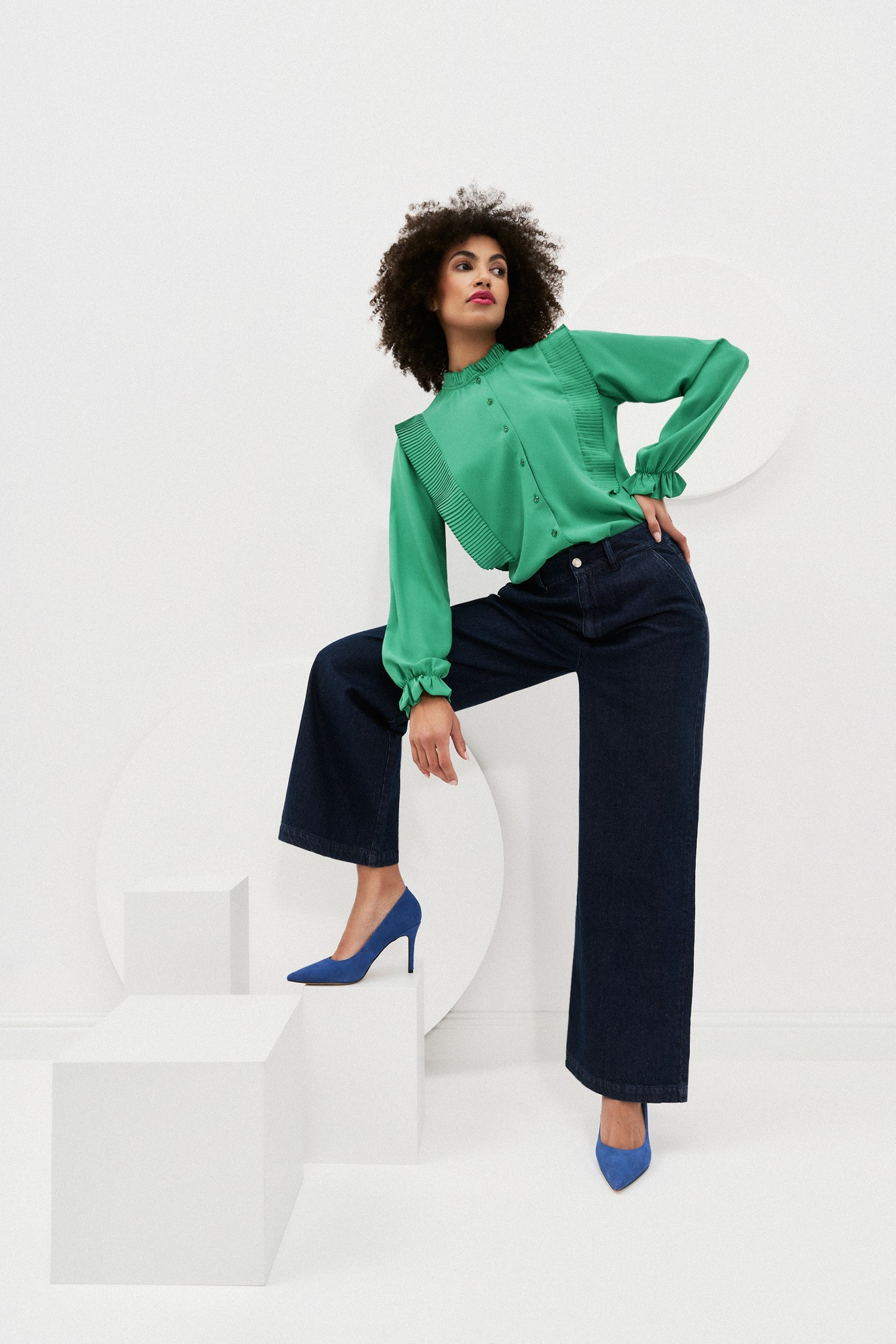 Koszula z plisowaniem zielona