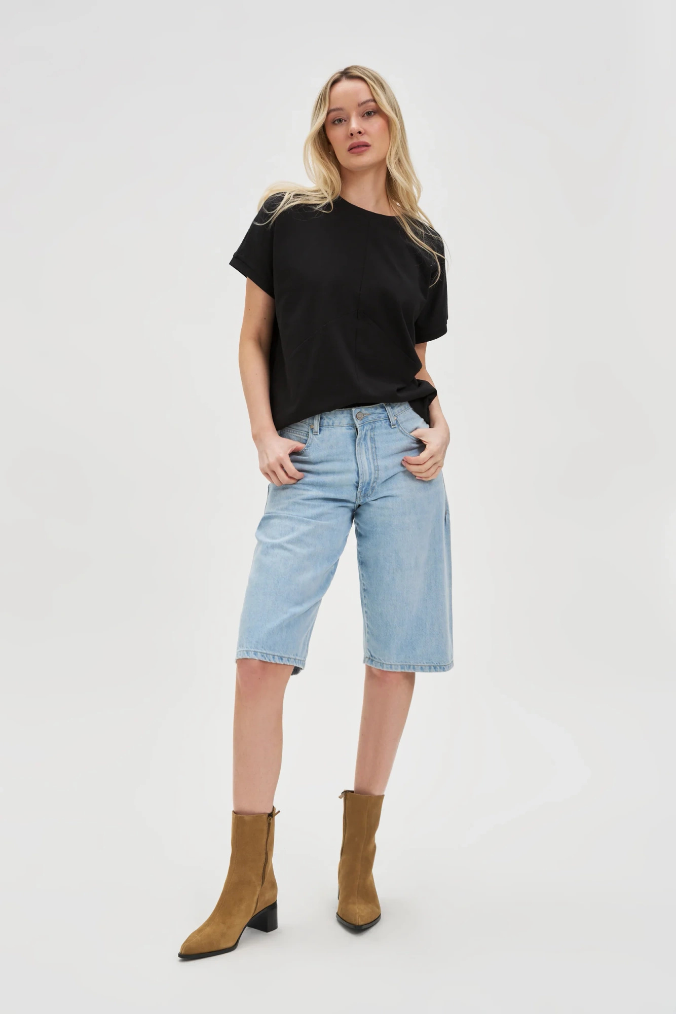 Jeansowe bermudy jasnoniebieskie