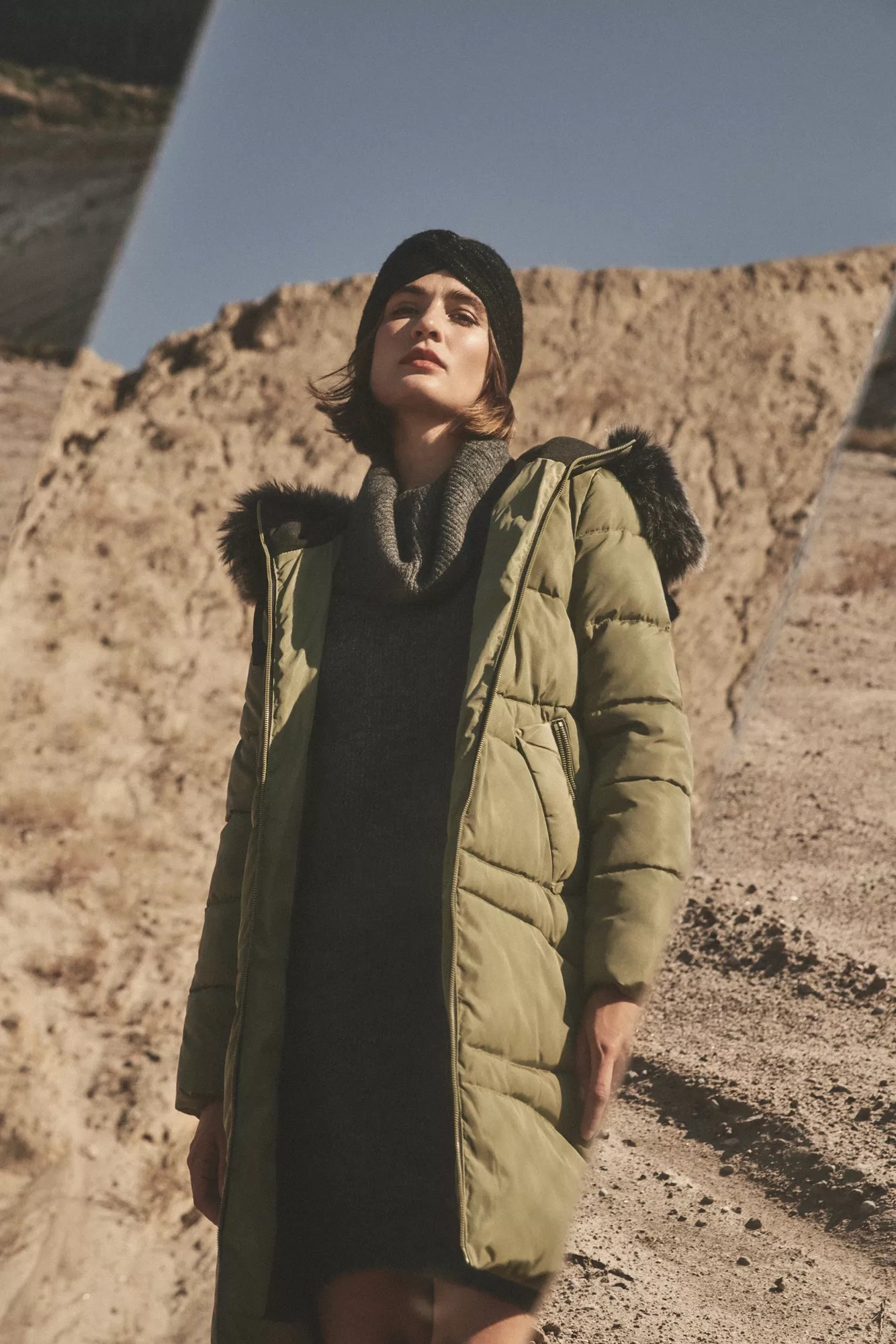 Pikowana kurtka z ocieplanym kapturem