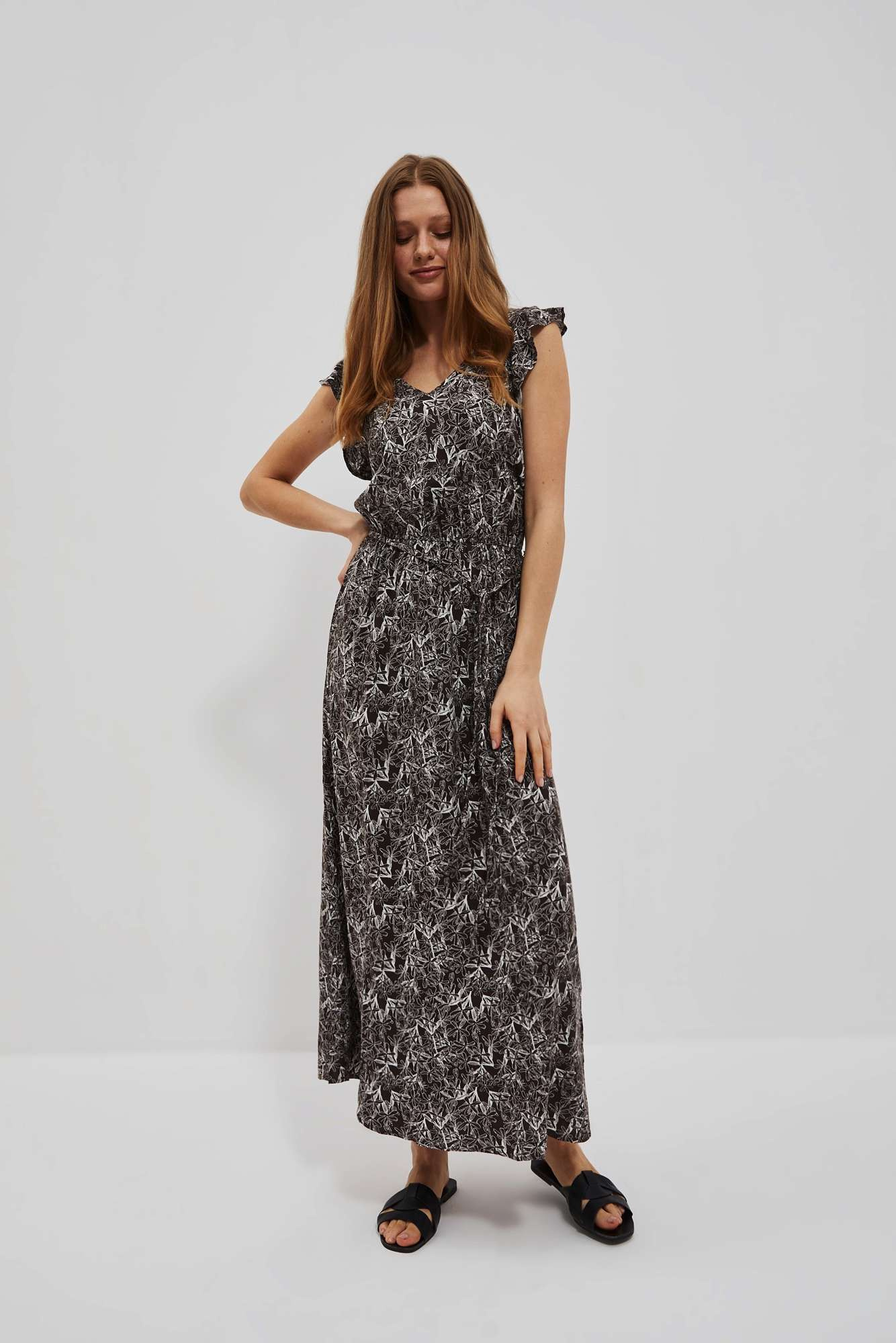 Sukienka maxi ciemnbrązowa