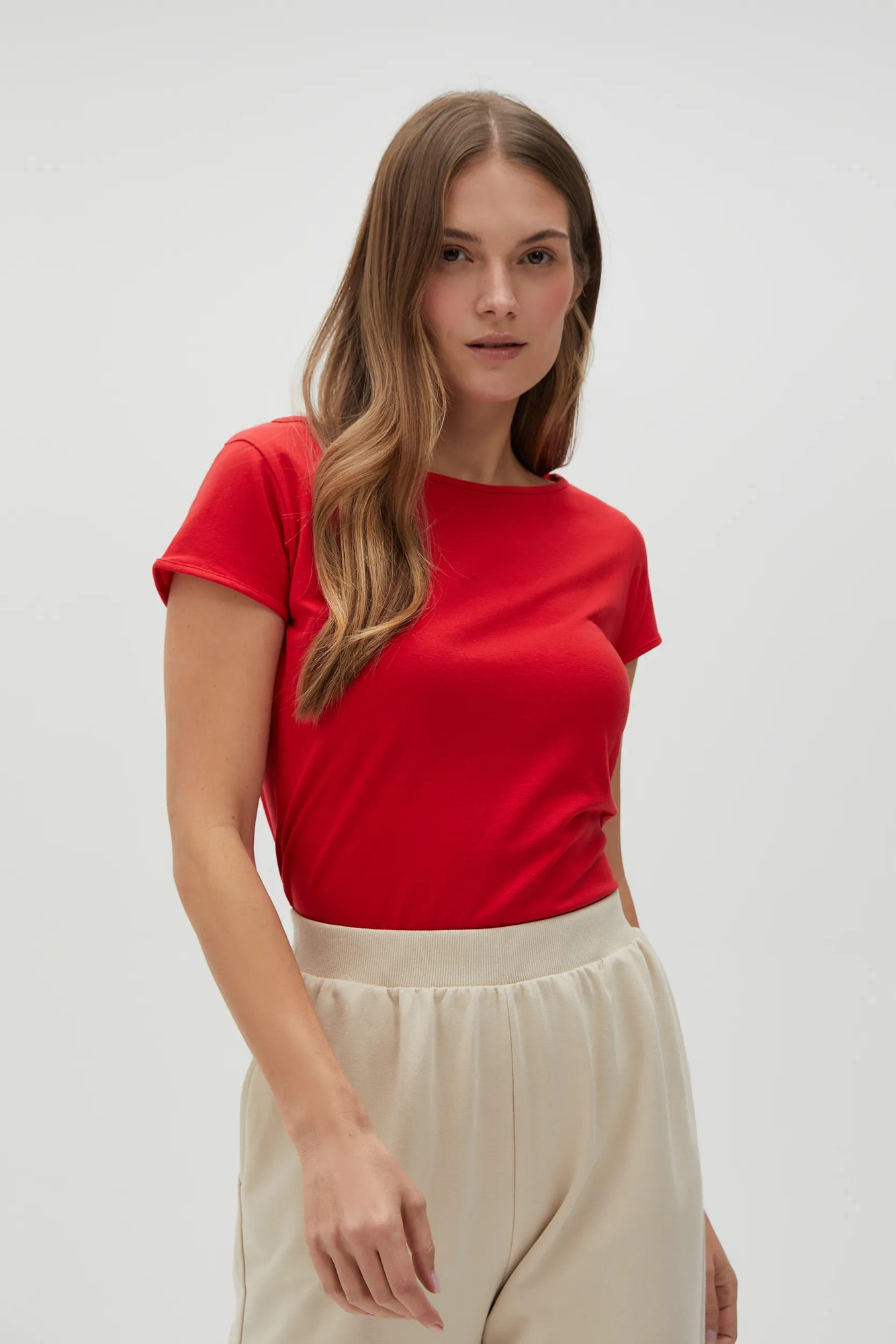 Dopasowany t-shirt czerwony