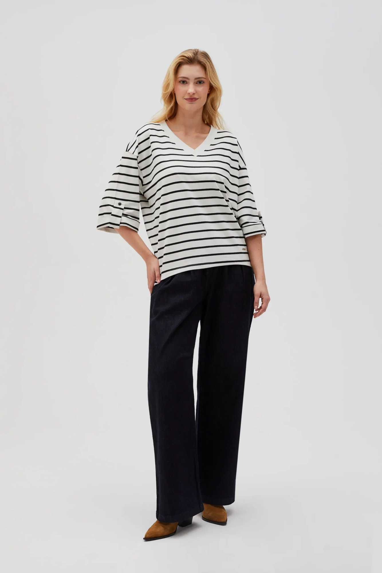 Bluza oversize w paski biało-czarna