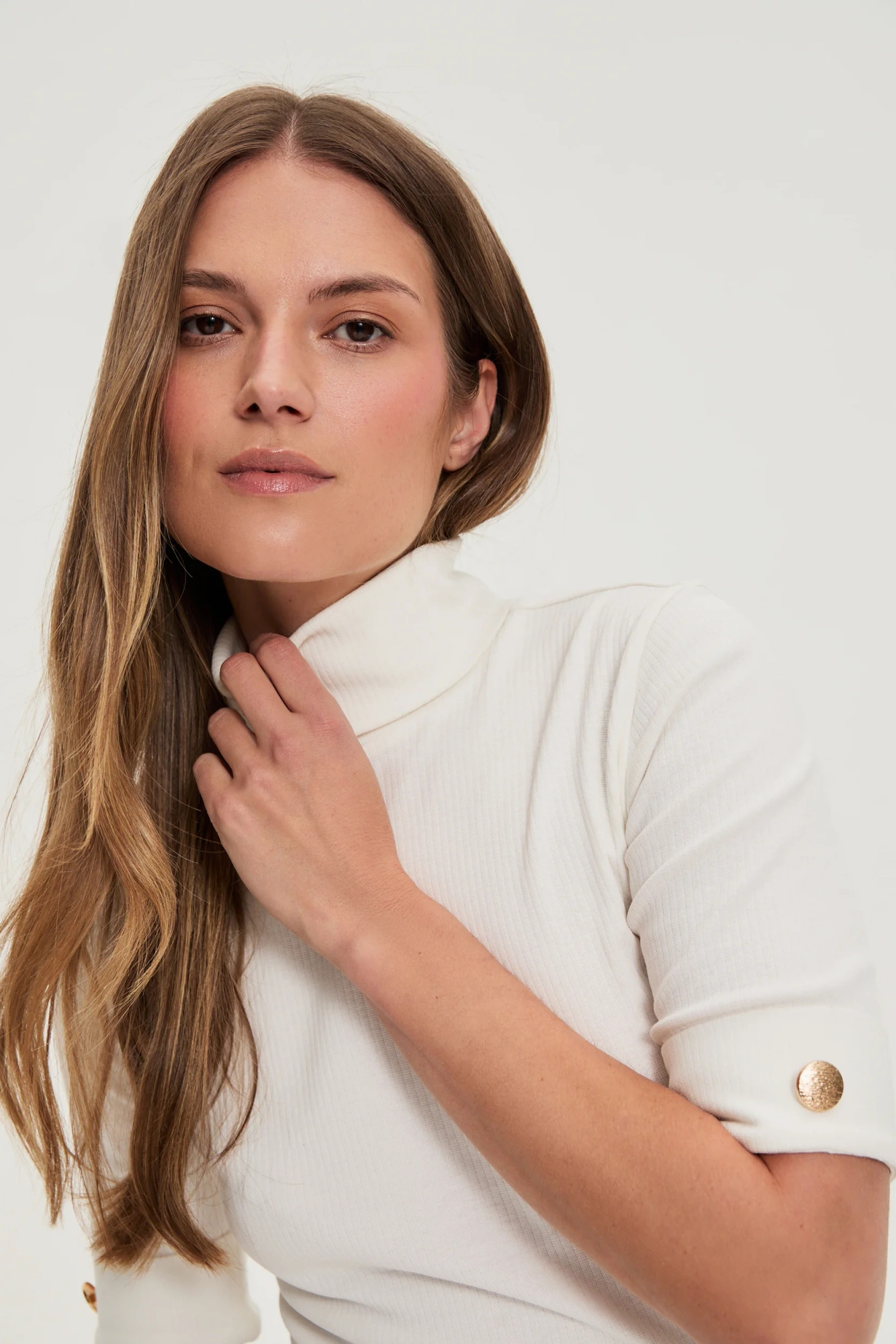 Bluzka z golfem ecru