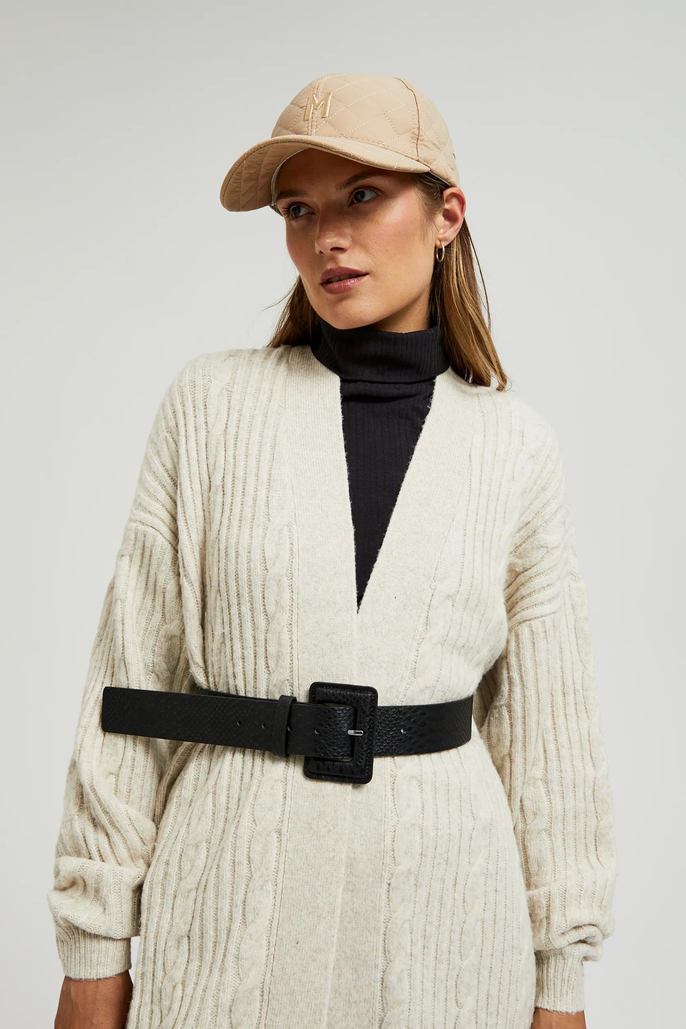 Pasek w zwierzęcy wzór z kwadratową klamrą czarny