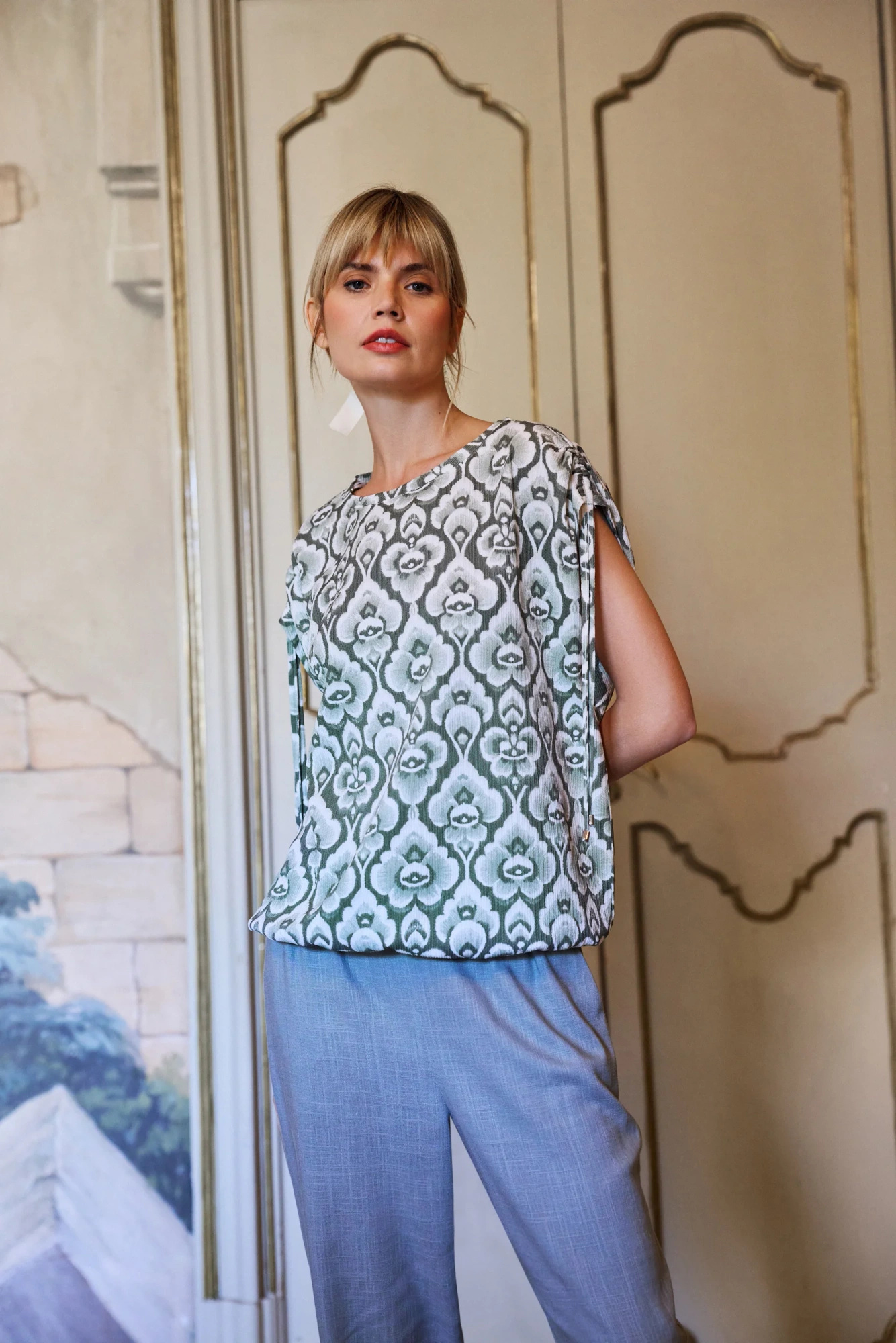 Bluzka z wzorem oliwkowa