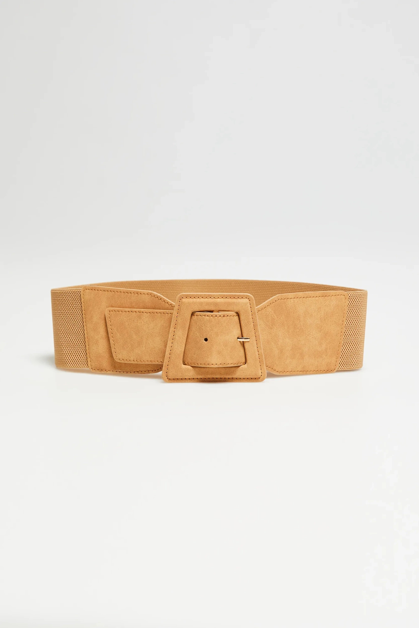 Szeroki pasek z klamrą beżowy