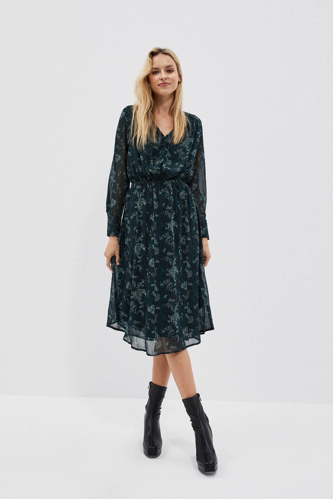 Sukienka z printem szmaragdowa