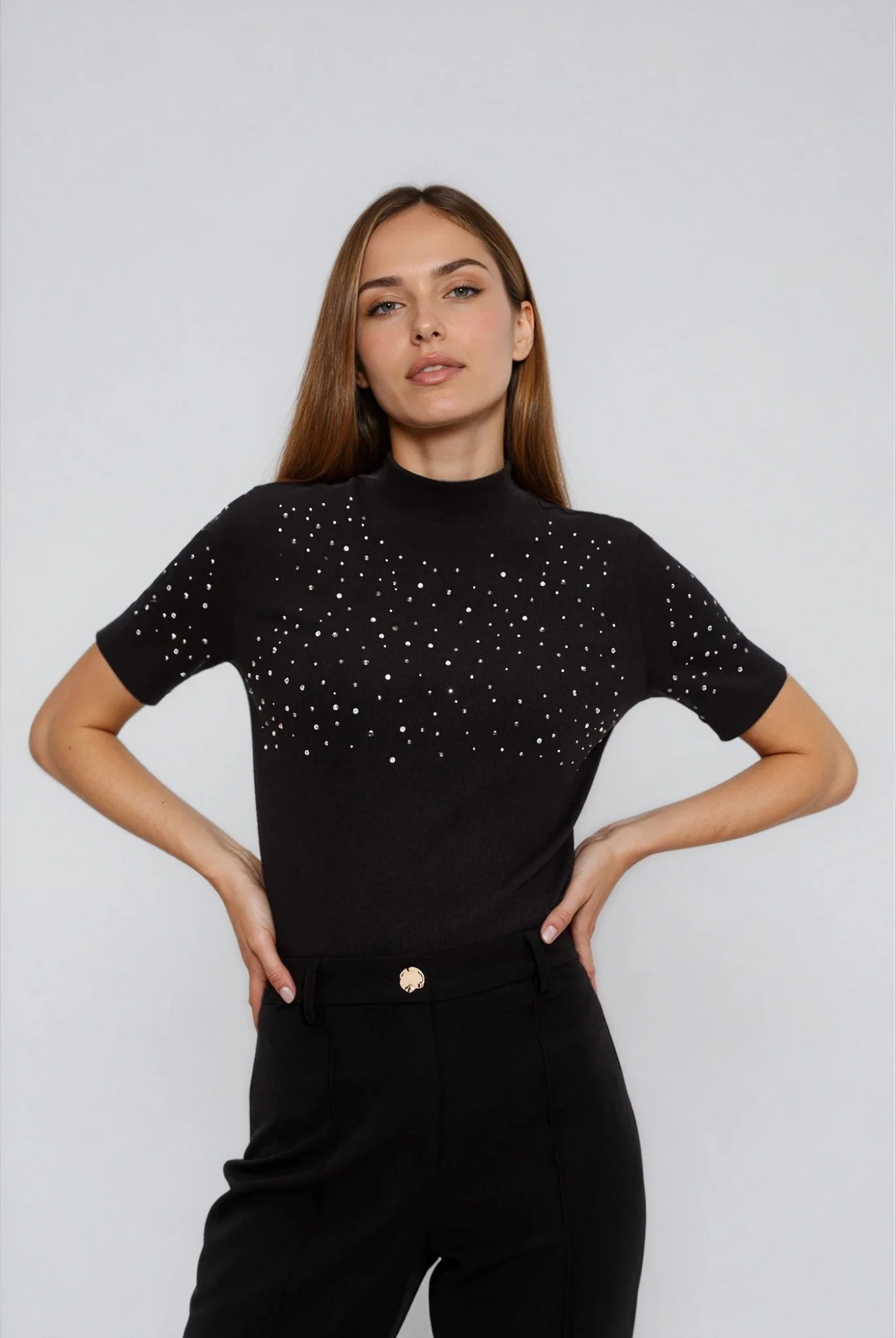 Bluzka z krótkimi rękawami czarna